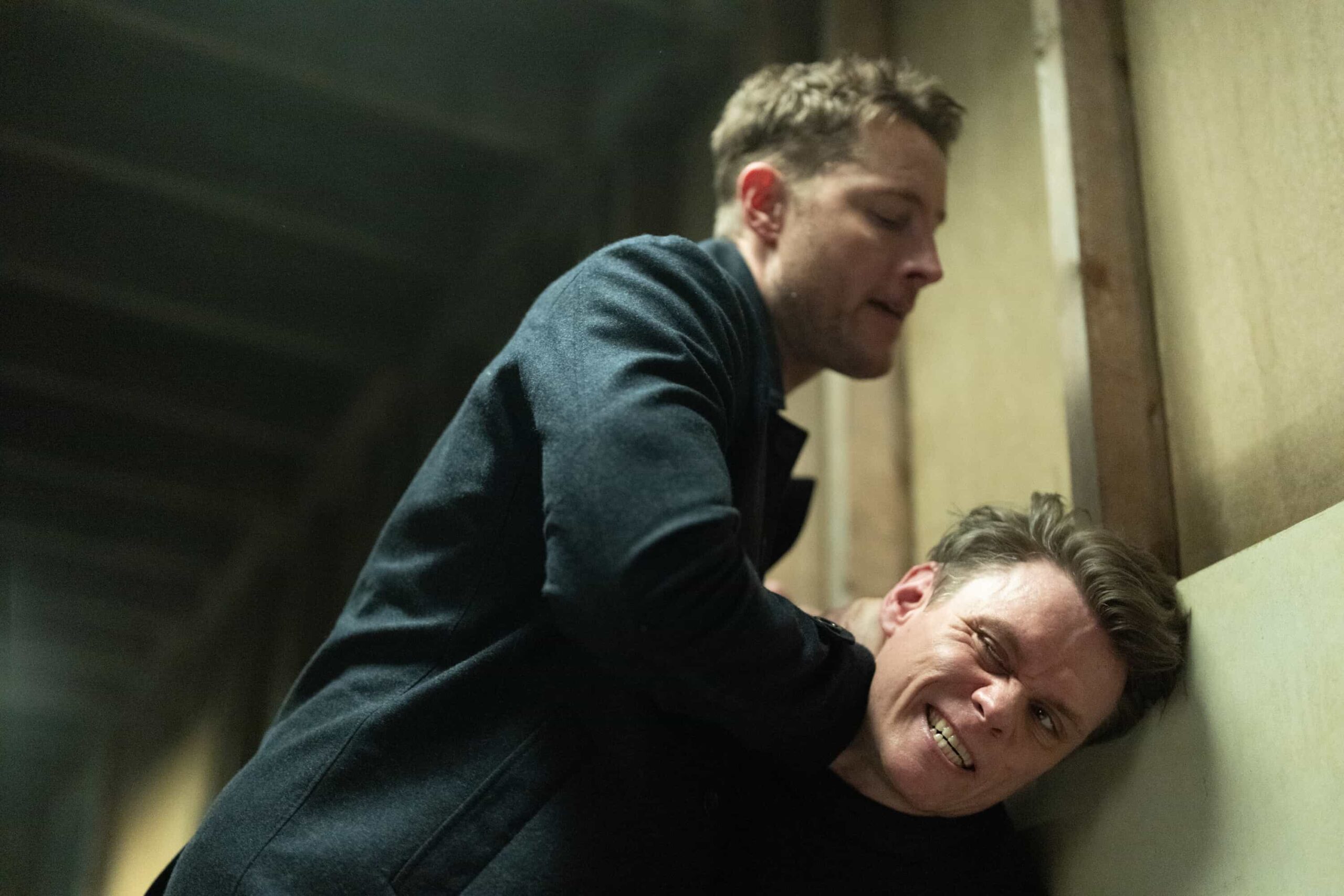 Tracker Season 3 Episode 11 “To the Bone” – When an 18-year-old goes missing from his family’s restaurant, Colter uncovers the teen’s underground fake ID business and the secret life he’s been hiding from his parents.Pictured: Justin Hartley as Colter Shaw and Sean Kohnke as Man. Photo: Darko Sikman/CBS ©2025 CBS Broadcasting, Inc. All Rights Reserved.