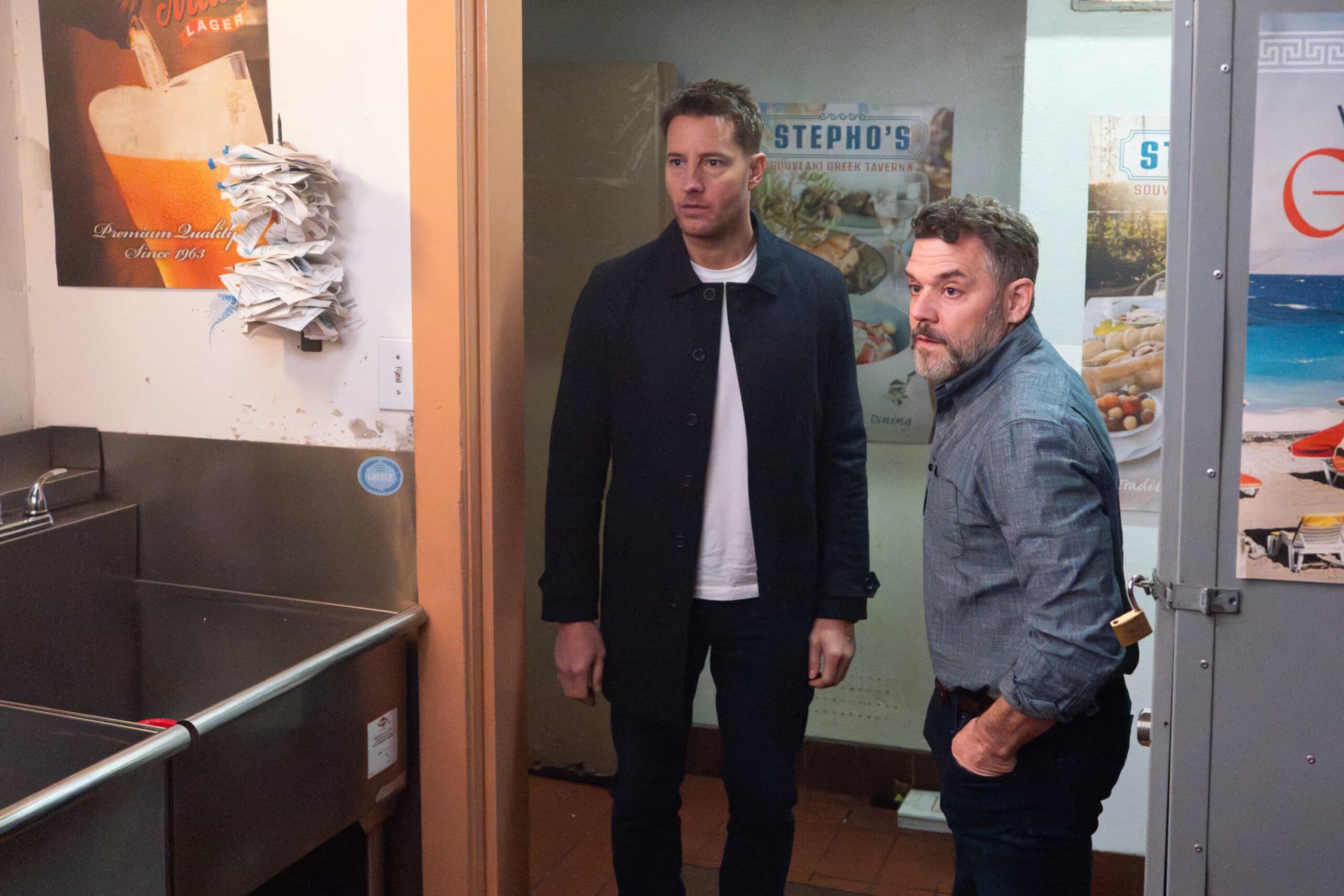 “To the Bone” – When an 18-year-old goes missing from his family’s restaurant, Colter uncovers the teen’s underground fake ID business and the secret life he’s been hiding from his parents.Pictured: Justin Hartley as Colter Shaw and Joshua Bitton as Stath Pateras. Photo: Colin Bentley/CBS ©2025 CBS Broadcasting, Inc. All Rights Reserved.