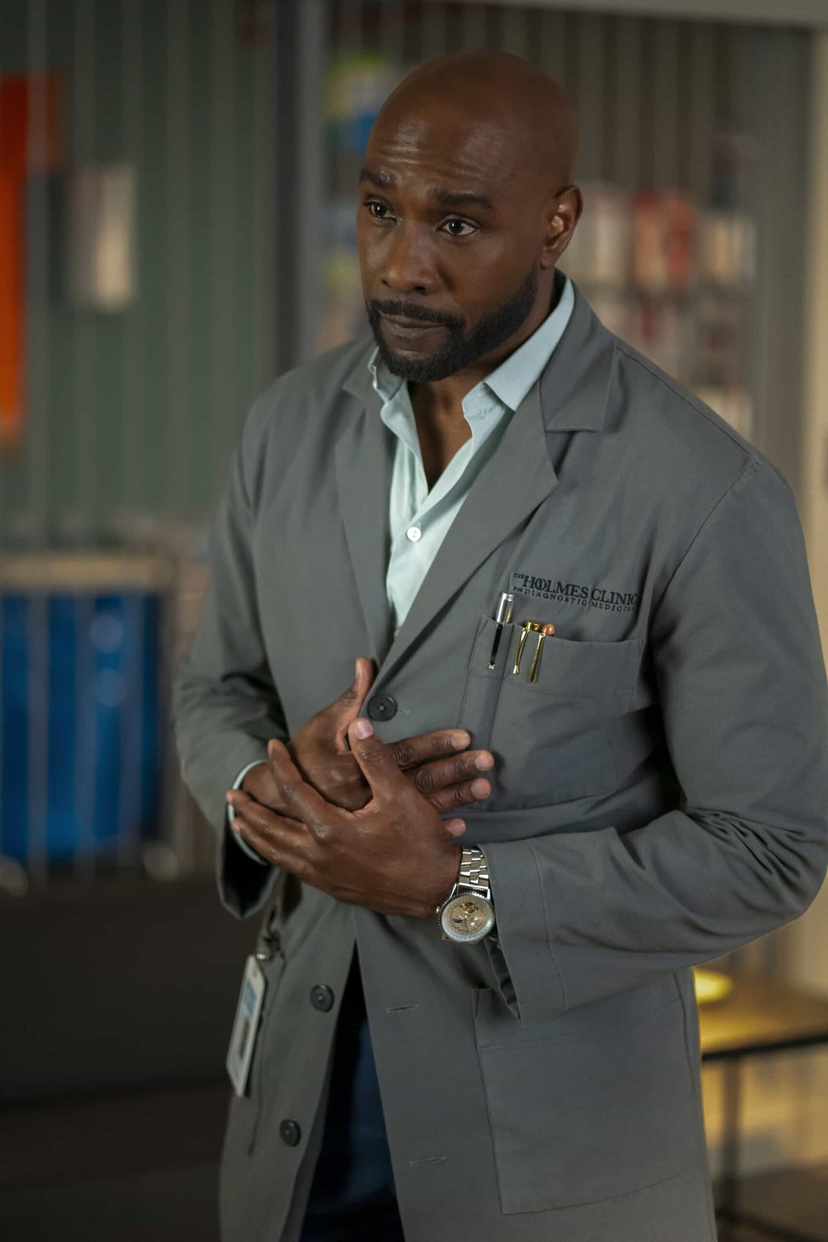 Watson Season 2 Episode 12 “A Family Meal” - When a patient arrives at the Holmes Clinic plagued by a mysterious neurological disorder, Watson and the fellows discover they were forced to eat their parents amid a childhood survival incident. Meanwhile, Adam is struggling with how his future will change as a father, on WATSON, Sunday, March 1 (10:00-11:00 PM, ET/PT) on the CBS Television Network, and streaming on Paramount+  Pictured: Morris Chestnut as Dr. John Watson   Photo: Colin Bentley/CBS ©2025 CBS Broadcasting, Inc. All Rights Reserved.