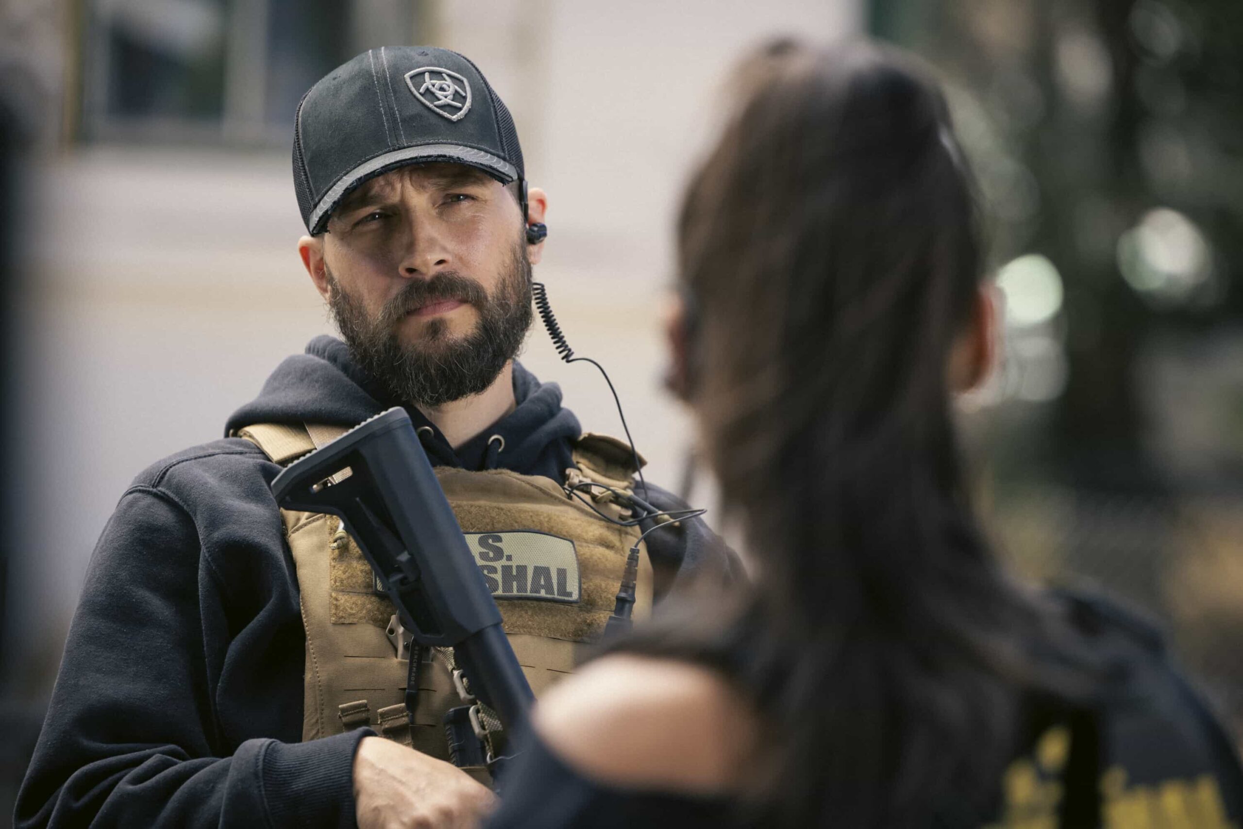 Marshals Season 1 Episode 2 “Zone of Death” – As Kayce tries to embrace his new beginning, a Marshals op to stop a domestic terror attack lands him in a valley of buried Dutton family skeletons. While confronting his past, he must also learn to ingratiate himself with his new Marshals teammates, on MARSHALS, Sunday, March 8 (8:00-9:00 PM, ET/PT). Pictured: Logan Marshall-Green as Pete Calvin. Photo: Sonja Flemming/CBS ©2025 CBS Broadcasting, Inc. All Rights Reserved.