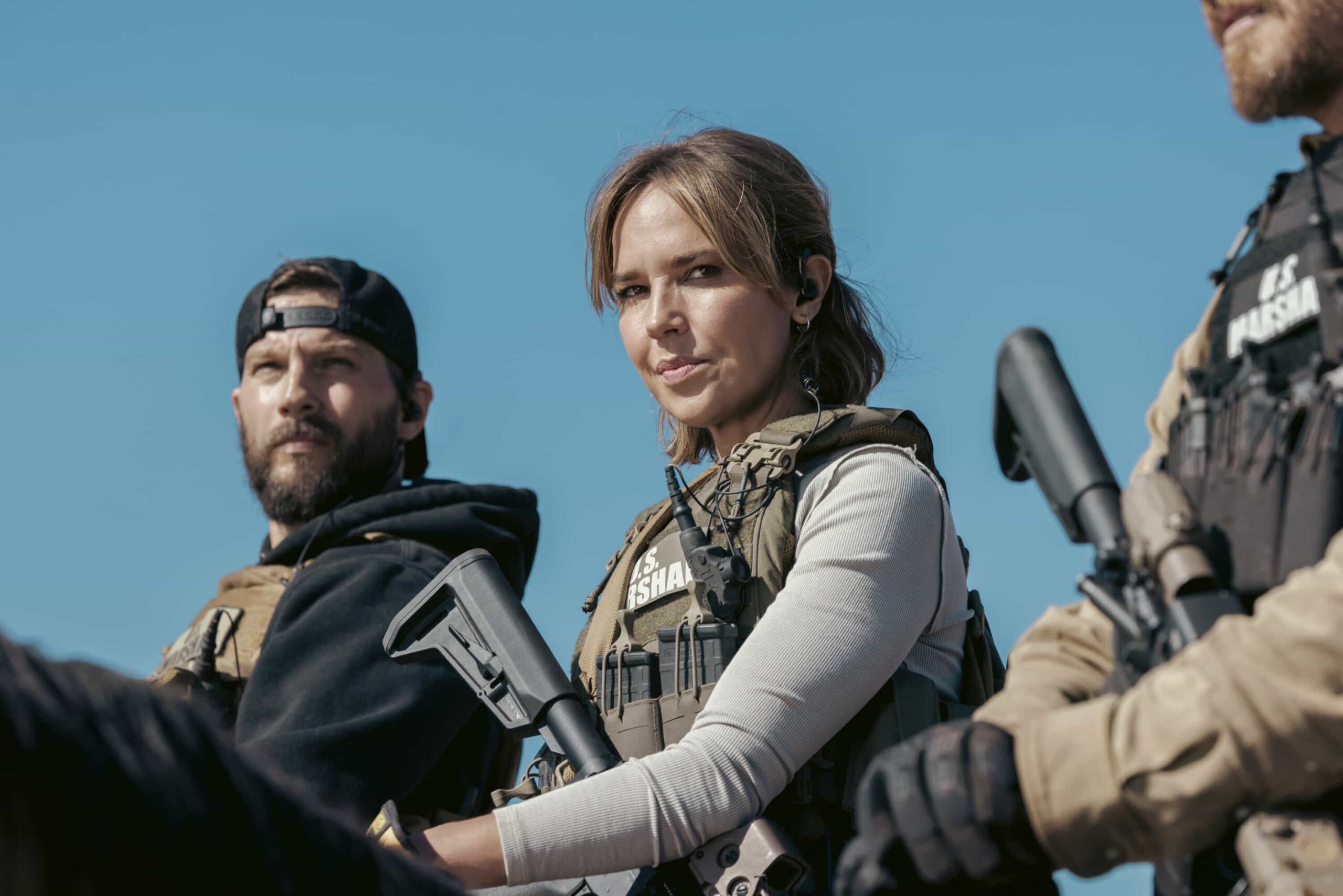 Marshals Season 1 Episode 2 “Zone of Death” – As Kayce tries to embrace his new beginning, a Marshals op to stop a domestic terror attack lands him in a valley of buried Dutton family skeletons. While confronting his past, he must also learn to ingratiate himself with his new Marshals teammates, on MARSHALS, Sunday, March 8 (8:00-9:00 PM, ET/PT). Pictured: Arielle Kebbel as Belle. Photo: Sonja Flemming/CBS ©2025 CBS Broadcasting, Inc. All Rights Reserved.