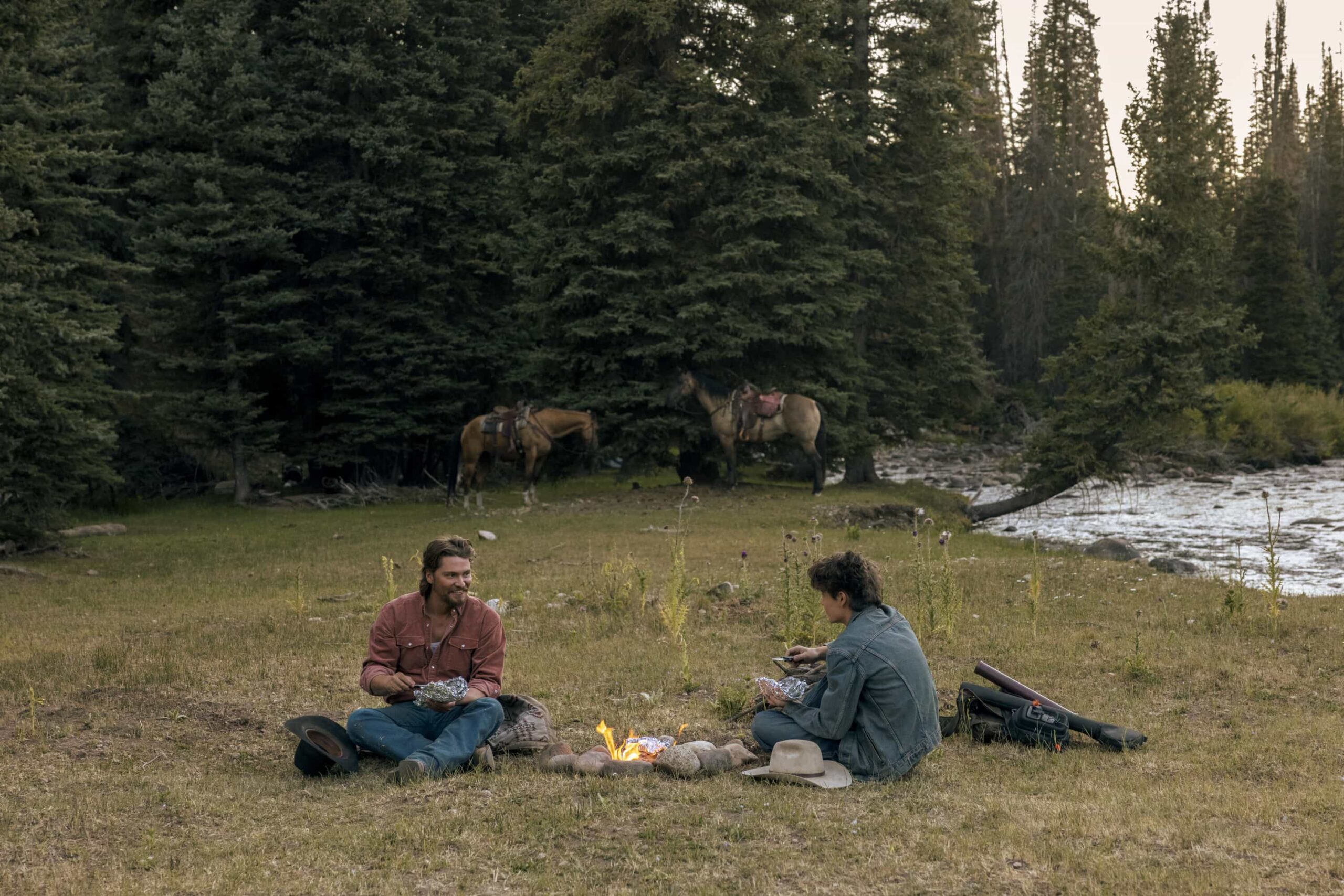 Marshals Season 1 Episode 2 “Zone of Death” – As Kayce tries to embrace his new beginning, a Marshals op to stop a domestic terror attack lands him in a valley of buried Dutton family skeletons. While confronting his past, he must also learn to ingratiate himself with his new Marshals teammates, on MARSHALS, Sunday, March 8 (8:00-9:00 PM, ET/PT). Pictured (L-R): Luke Grimes as Kayce Dutton and Brecken Merrill as Tate Dutton. Photo: Sonja Flemming/CBS ©2025 CBS Broadcasting, Inc. All Rights Reserved.