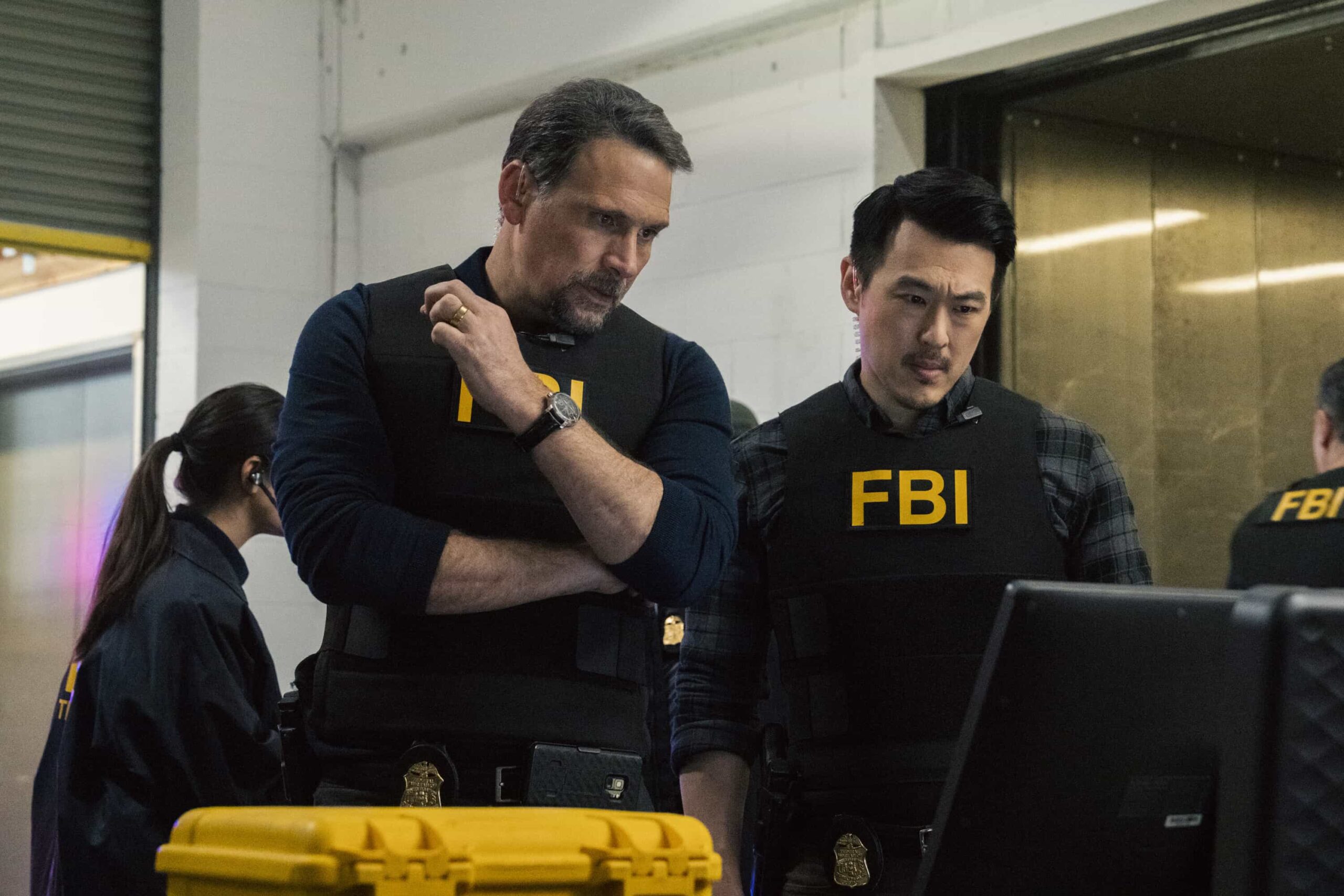 FBI Season 8 Episode 13 Promo “Fanatics” – After the son of a professional basketball team owner is taken for ransom, Jubal and the team race to catch the kidnappers. Soon, they discover the perpetrators have been planning a larger revenge plot that they must act quickly to stop, on FBI, Monday, March 9 (9:00-10:00 PM, ET/PT). Pictured (L-R): Jeremy Sisto as Assistant Special Agent in Charge Jubal Valentine and James Chen as Ian Lim. Photo: Bennett Raglin/CBS ©2026 CBS Broadcasting, Inc. All Rights Reserved.