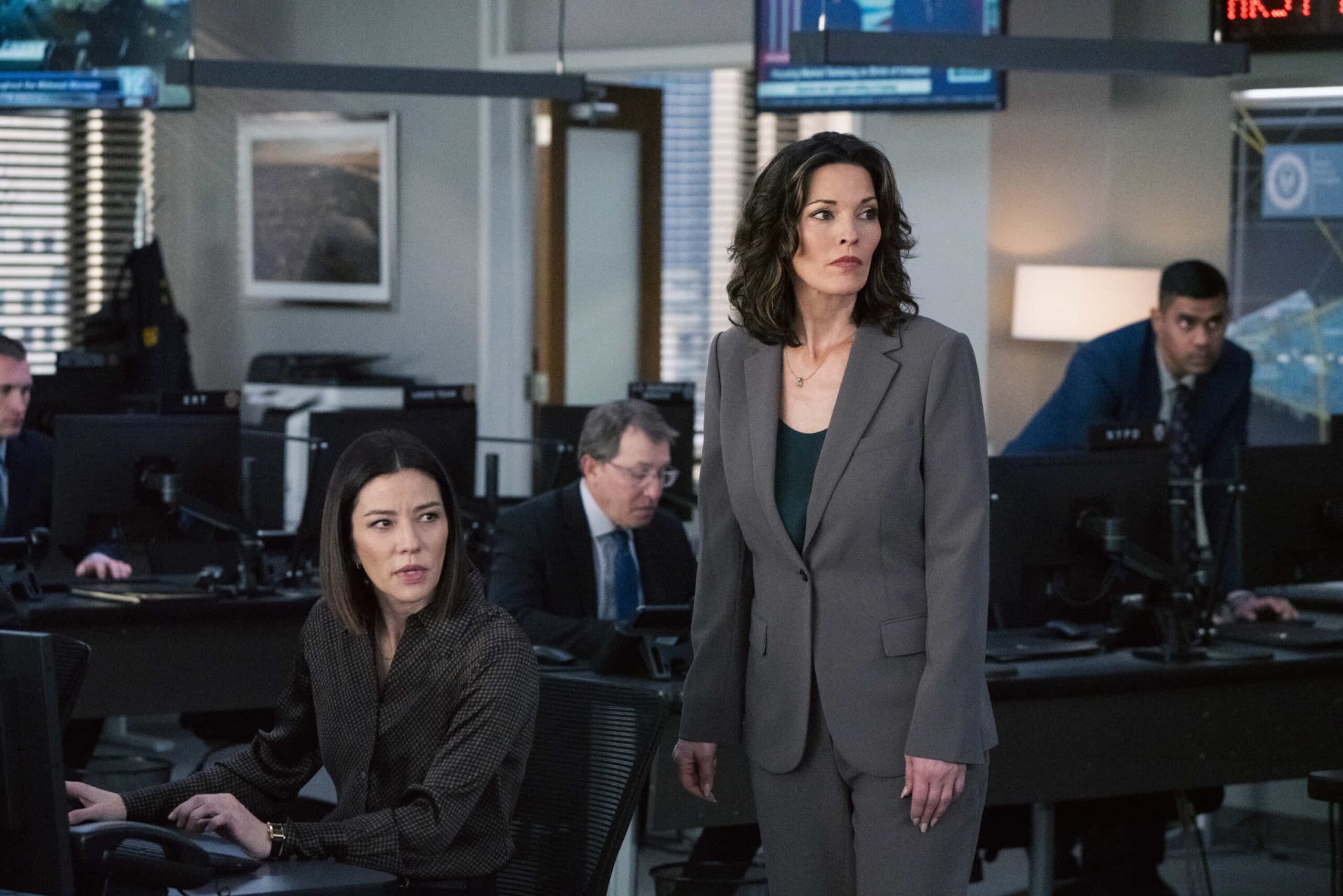 FBI Season 8 Episode 13 “Fanatics” – After the son of a professional basketball team owner is taken for ransom, Jubal and the team race to catch the kidnappers. Soon, they discover the perpetrators have been planning a larger revenge plot that they must act quickly to stop, on FBI, Monday, March 9 (9:00-10:00 PM, ET/PT). Pictured (L-R): Vedette Lim as Elise Taylor and Alana De La Garza as Special Agent in Charge Isobel Castille. Photo: Bennett Raglin/CBS ©2026 CBS Broadcasting, Inc. All Rights Reserved.