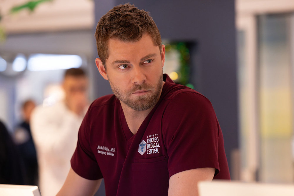 CHICAGO MED -- "Twist & Shout" Episode 1114 -- Pictured: Luke Mitchell as Dr. Mitch Ripley -- (Photo by: George Burns Jr/NBC)