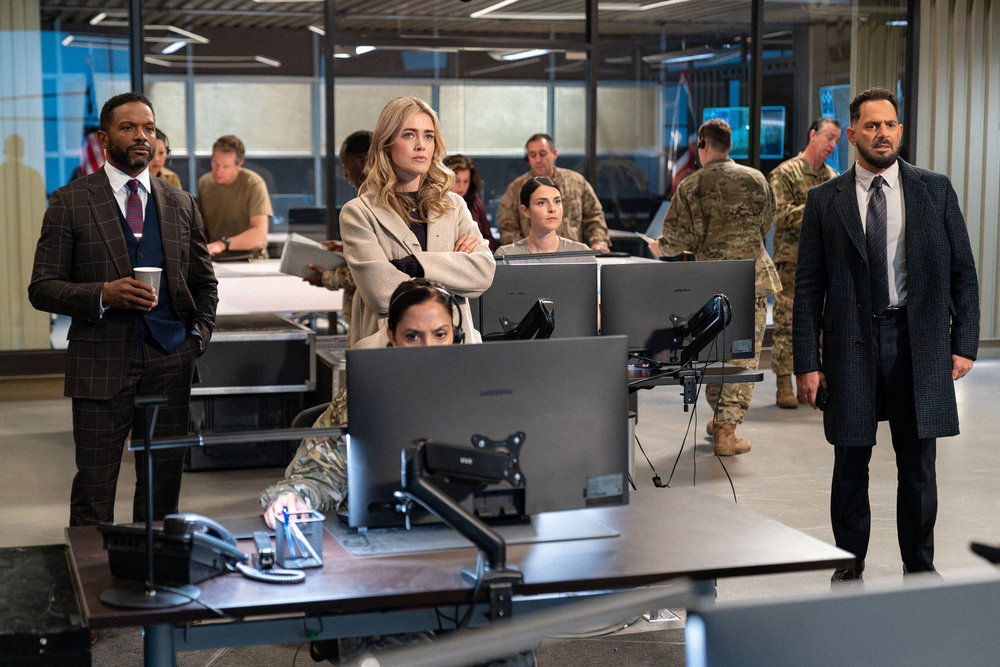 THE HUNTING PARTY -- "Sidney Fairfax" Episode 207 -- Pictured: (l-r) Luke Forbes as Jonathan Peck, Melissa Roxburgh as Rebecca "Bex" Henderson, Sara Garcia as Jennifer Morales, Patrick Sabongui as Jacob Hassani -- (Photo by: Ralph Bavaro/NBC)