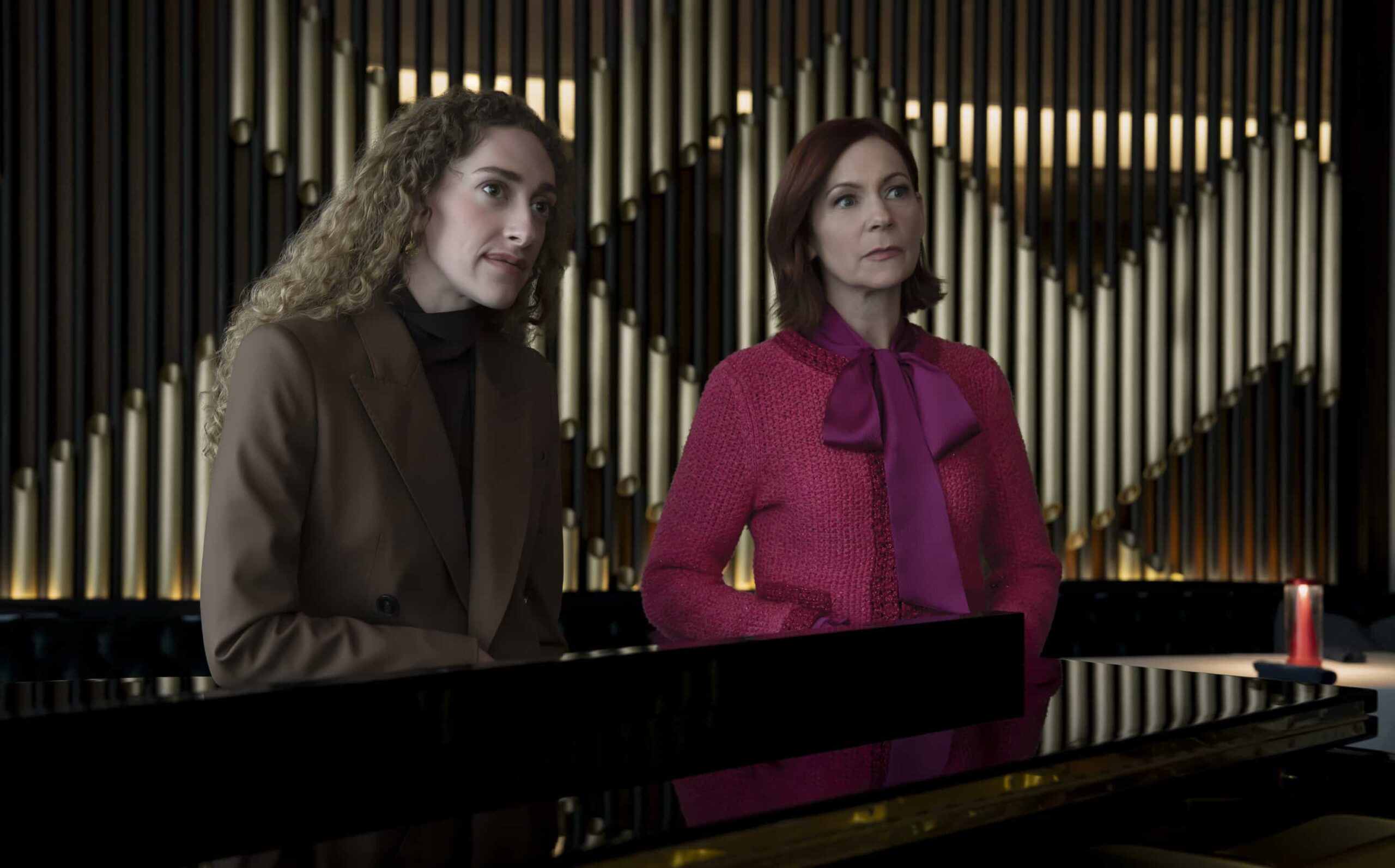 Elsbeth Season 3 Episode 13 “Murder Six Across” – After the famed editor of the daily puzzle is murdered at the annual crossword championship, Elsbeth infiltrates the world of elite puzzle solvers to find the champion who will do whatever it takes to win, on ELSBETH, Thursday, March 12 (10:00-11:00 PM, ET/PT) on the CBS Television Network, and streaming on Paramount+   Pictured (L-R): Micaela Diamond as Det. Samantha Edwards and Carrie Preston as Elsbeth Tascioni     Photo: Michael Parmelee/CBS ©2025 CBS Broadcasting, Inc. All Rights Reserved.