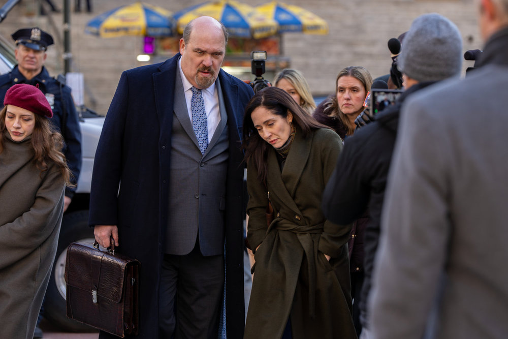 LAW & ORDER: SPECIAL VICTIMS UNIT -- "Thirsty" Episode 27015 -- Pictured: (l-r) Glenn Fleshler as Atty. Olin, Lena Georgas as Leyla -- (Photo by: Virginia Sherwood/NBC)