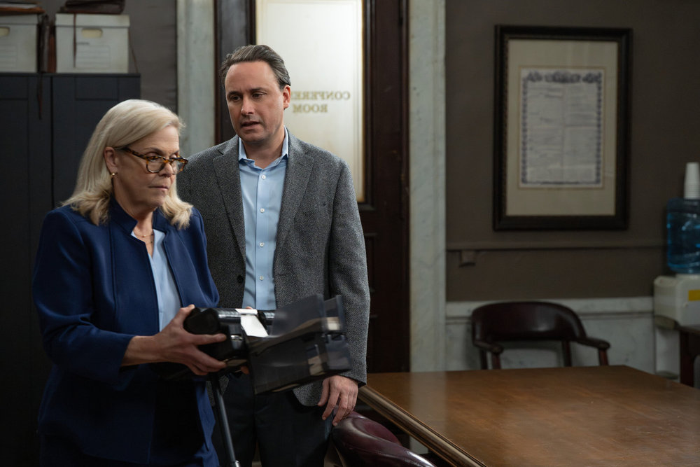 LAW & ORDER SVU Season 27 Episode 15 -- "Thirsty" Episode 27015 -- Pictured: (l-r) Ann Herberger as Lucy, Greg Keller as Chris Gibson -- (Photo by: Virginia Sherwood/NBC)