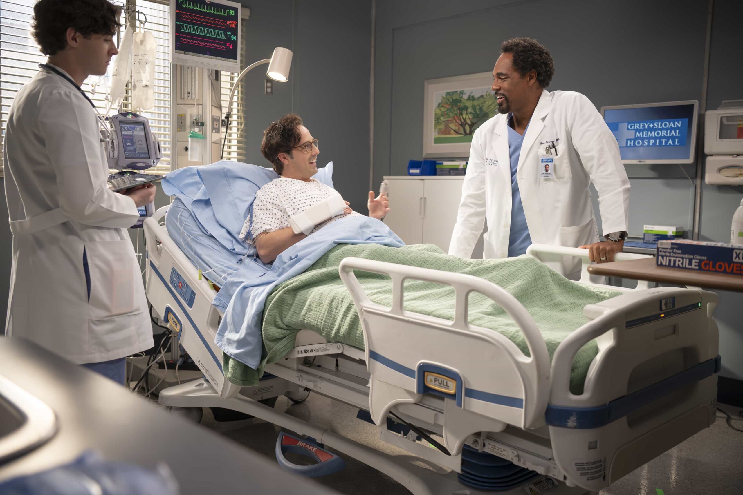 GREY’S ANATOMY Season 23 Episode 13 - “Love the Way You Lie” - Richard tackles a shocking case on his first day back, while Kavita and Jules prepare for a high-stakes presentation. Bailey must have a difficult conversation with a beloved patient, and Jo works to baby-proof the loft. THURSDAY, MARCH 12 (10:00-11:00 p.m. EDT) on ABC. (Disney/Anne Marie Fox) 
ANTON STARKMAN, MATT BUSH, JASON GEORGE