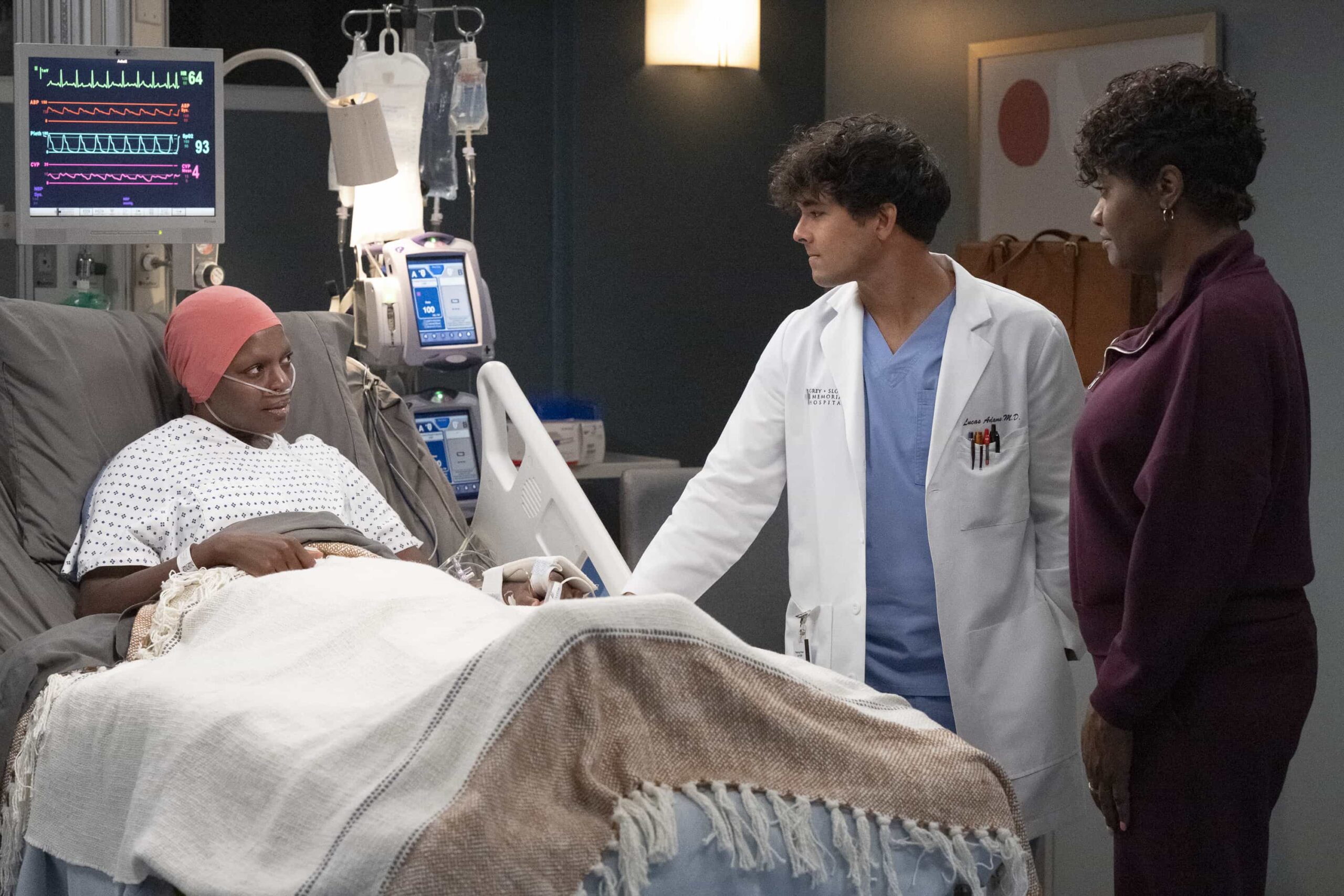GREY’S ANATOMY - “Love the Way You Lie” - Richard tackles a shocking case on his first day back, while Kavita and Jules prepare for a high-stakes presentation. Bailey must have a difficult conversation with a beloved patient, and Jo works to baby-proof the loft. THURSDAY, MARCH 12 (10:00-11:00 p.m. EDT) on ABC. (Disney/Anne Marie Fox) 
SAMANTHA MARIE WARE, NIKO TERHO, TONIA JACKSON