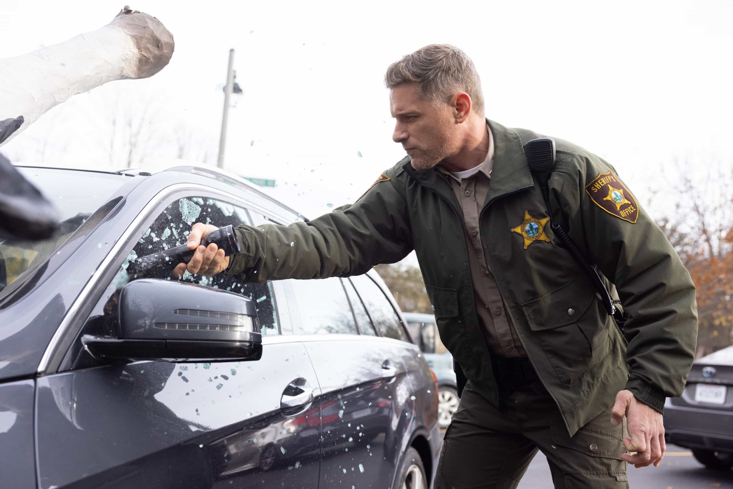 Sheriff Country Season 1 Episode 12 "Plus One" -- Coverage of the CBS Original Series SHERIFF COUNTRY, scheduled to air on the CBS Television Network.  Pictured: Matt Lauria as Boone. Photo: Darren Goldstein/CBS ©2025 CBS Broadcasting, Inc. All Rights Reserved.