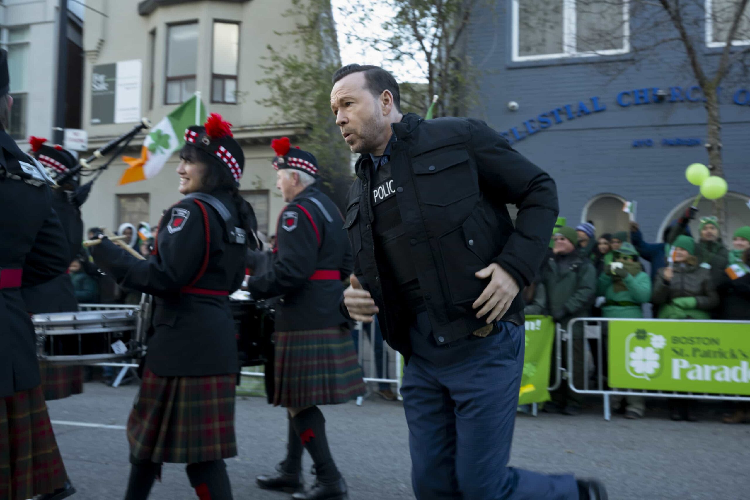 Boston Blue Season 1 Episode 12 Picture “St. Patrick’s Day” – Danny, Sarah and Lena race to stop a looming threat on St. Patrick’s Day. Meanwhile, homesickness sparks a family gathering, and Lena’s personal life takes a hopeful turn, on the CBS Original series BOSTON BLUE, Friday, March 13 (10:00-11:00 PM, ET/PT) on the CBS Television Network, and streaming on Paramount+  Pictured: Donnie Wahlberg as Danny Reagan  Photo: Christos Kalohoridis/CBS ©2025 CBS Broadcasting, Inc. All Rights Reserved.