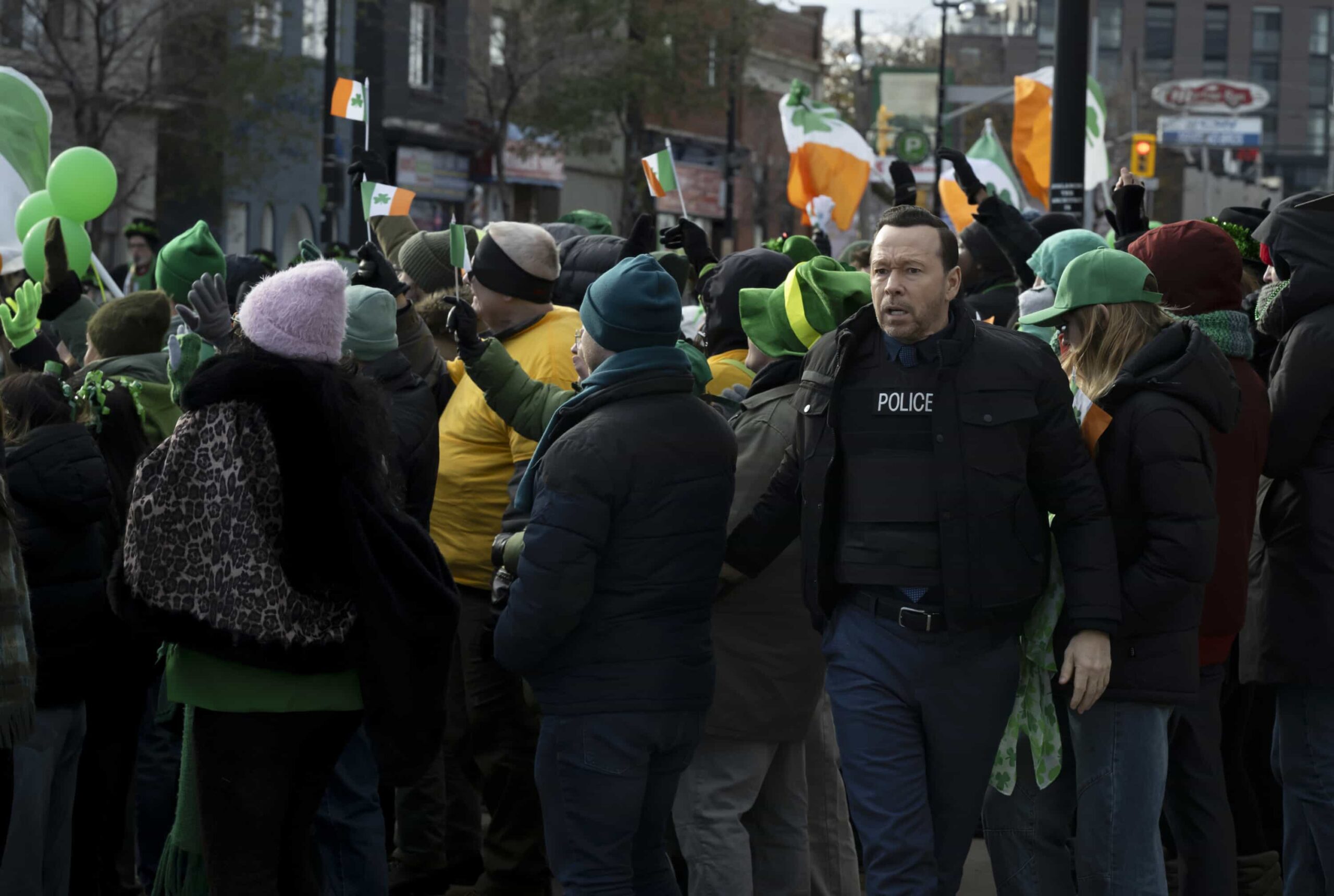Boston Blue Season 1 Episode 12 Image “St. Patrick’s Day” – Danny, Sarah and Lena race to stop a looming threat on St. Patrick’s Day. Meanwhile, homesickness sparks a family gathering, and Lena’s personal life takes a hopeful turn, on the CBS Original series BOSTON BLUE, Friday, March 13 (10:00-11:00 PM, ET/PT) on the CBS Television Network, and streaming on Paramount+  Pictured: Donnie Wahlberg as Danny Reagan  Photo: Christos Kalohoridis/CBS ©2025 CBS Broadcasting, Inc. All Rights Reserved.