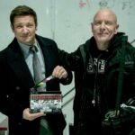 BTS of Jeremy Renner as Mike McClusky and Hugh Dillon as Ian Ferguson in Mayor of Kingstown episode 1, season 5, streaming on Paramount+, 2026. Credit: Jeremy Parsons/Paramount+