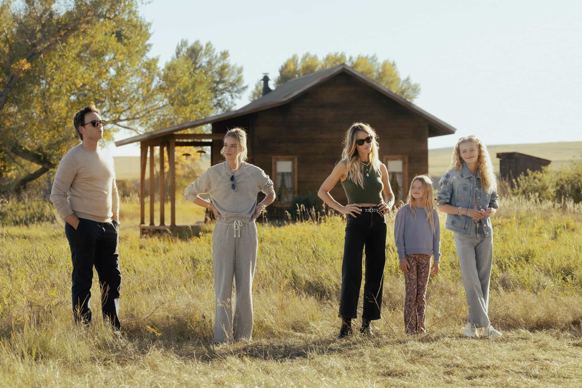 L-R: Patrick J. Adams as Russell McIntosh, Elle Chapman as Paige McIntosh, Beau Garrett as Abigail Reese, Alaina Pollack as Macy Reese, and Amiah Miller as Brigitte Reese in episode 1, season 1 of the Paramount+ series The Madison. Photo Credit: Emerson Miller/Paramount+