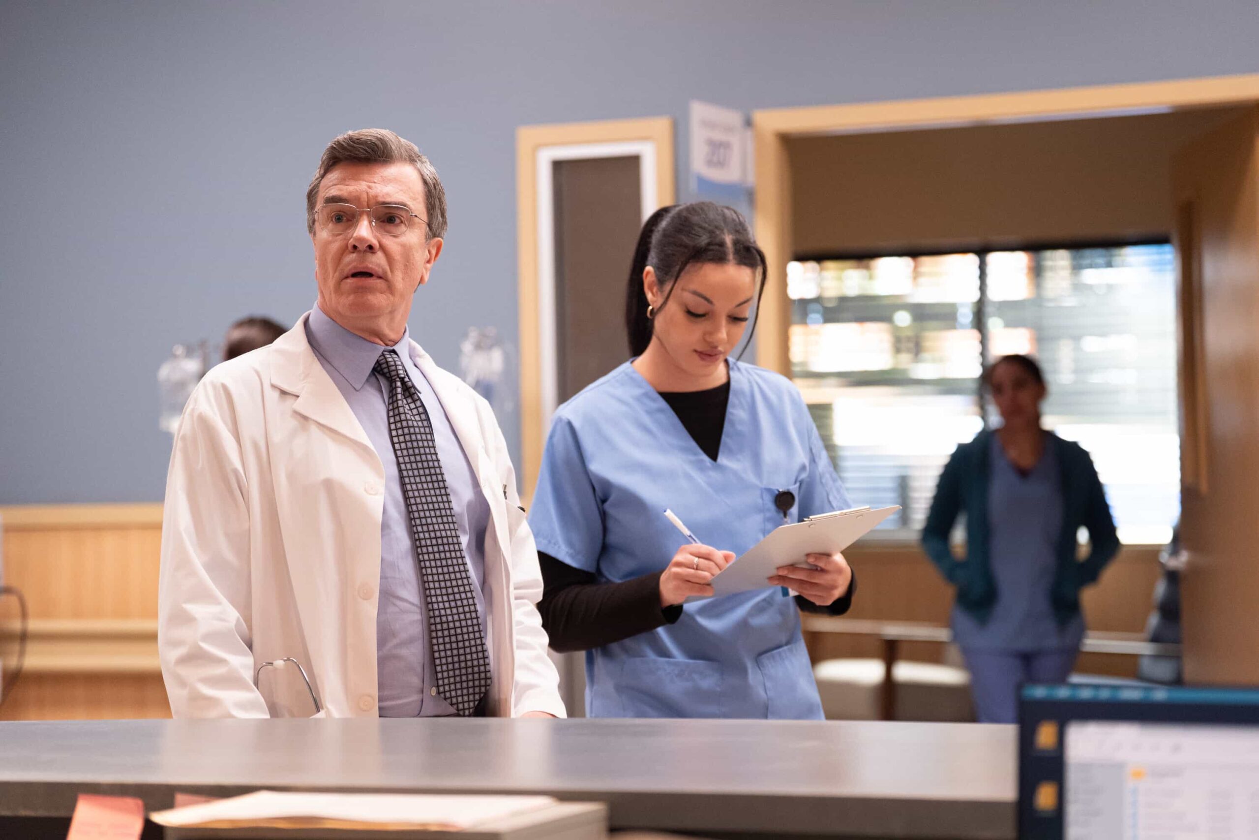 “Do No Harm” – When a doctor vanishes after her shift, Colter uncovers a trail of stolen drugs and disguises revealing a calculated revenge plot, on TRACKER  Pictured: Christopher Shyer as Dr. Hooper. Photo: Darko Sikman/CBS ©2025 CBS Broadcasting, Inc. All Rights Reserved.