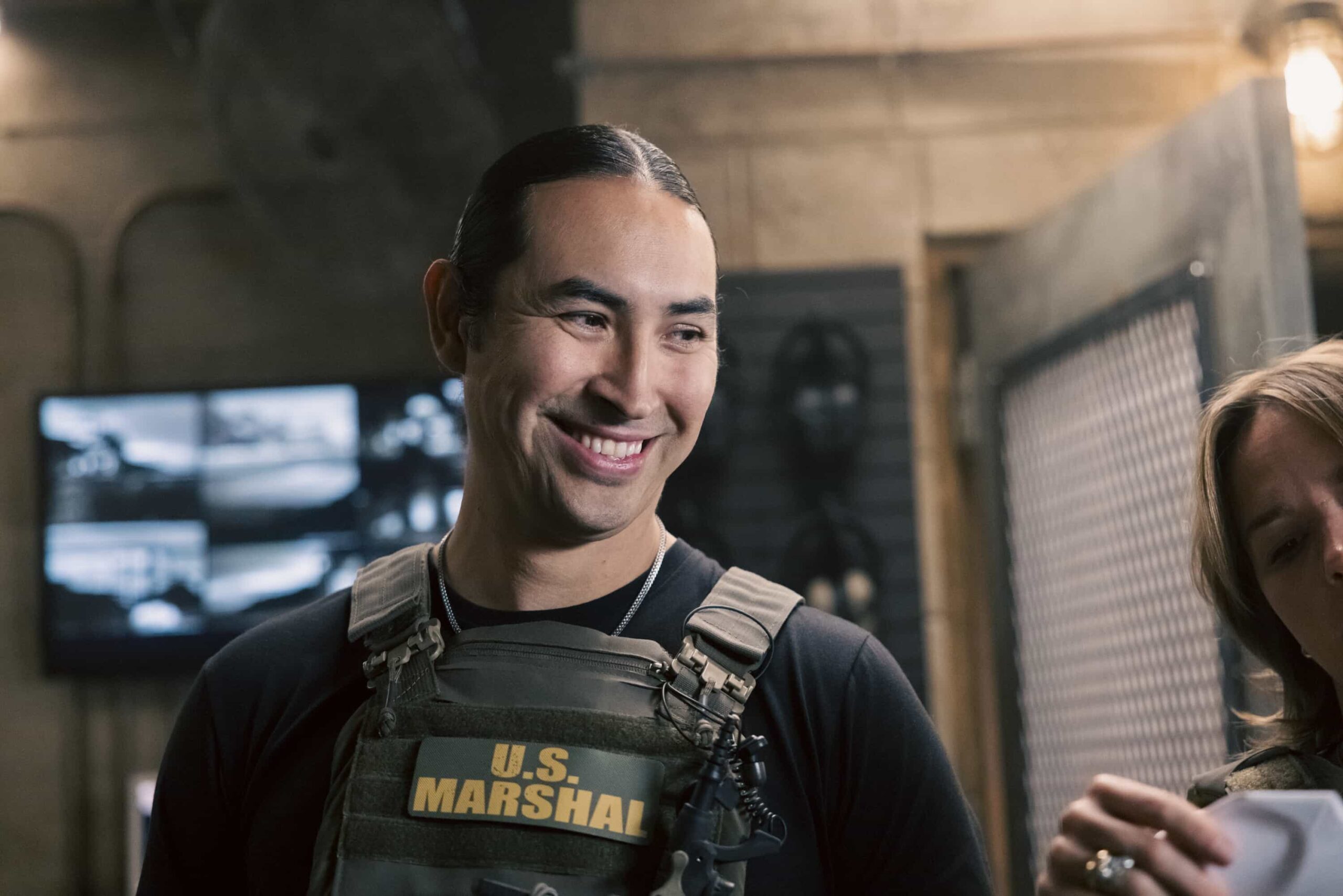 “Road to Nowhere” – When a standoff between Broken Rock and local ranchers over a mine groundbreaking turns violent, the Marshals launch a manhunt to find the shooters, on MARSHALS, Sunday, March 15 (8:00-9:00 PM, ET/PT).  Pictured: Tatanka Means as Miles. Photo: Fred Hayes/CBS ©2025 CBS Broadcasting, Inc. All Rights Reserved.