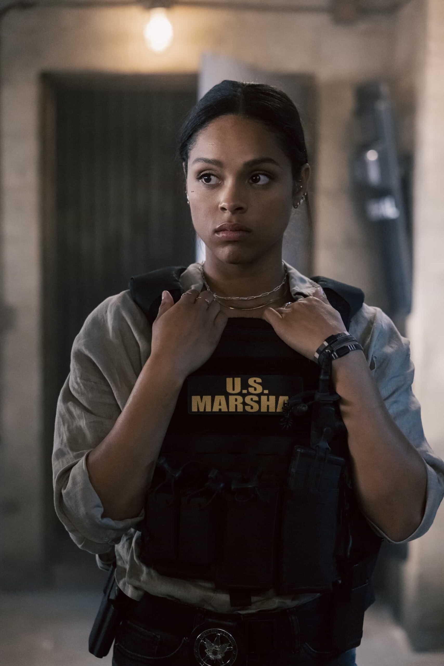 “Road to Nowhere” – When a standoff between Broken Rock and local ranchers over a mine groundbreaking turns violent, the Marshals launch a manhunt to find the shooters, on MARSHALS, Sunday, March 15 (8:00-9:00 PM, ET/PT). Pictured: Ash Santos as Andrea. Photo: Fred Hayes/CBS ©2025 CBS Broadcasting, Inc. All Rights Reserved.