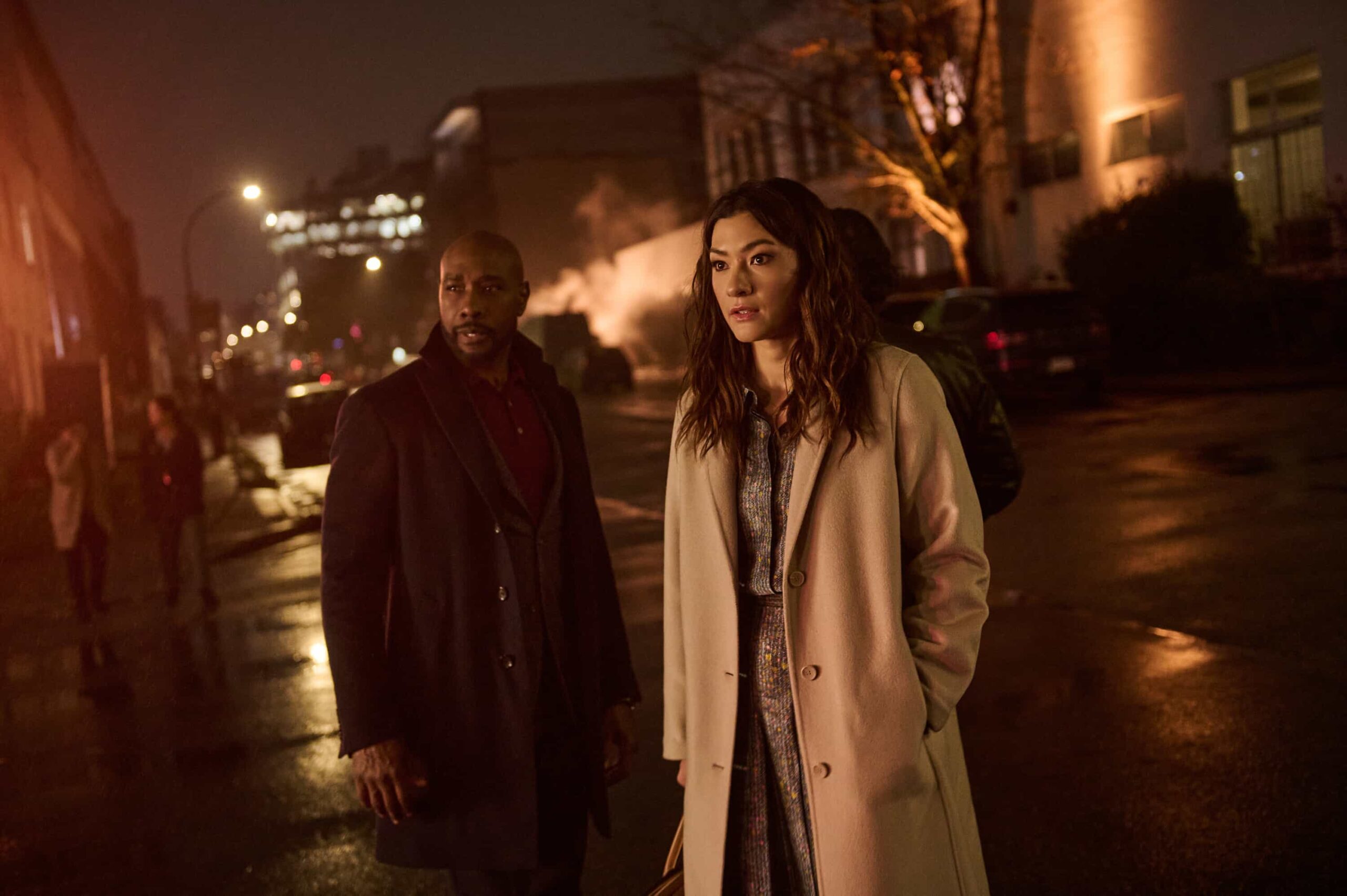 Watson Season 2 Episode 13 -- “For A Limited Time Only” - Watson and the fellows fight to revive a 30-year-old woman, Audrey, after her heart inexplicably stops again and again until they discover she has a rare phenomenon called the Lazarus Syndrome. As these short-lived revivals continue, she uses the short window of time available to right her greatest wrong, on WATSON, Sunday, March 15 (10:00-11:00 PM, ET/PT) on the CBS Television Network, and streaming on Paramount+  Pictured (L-R): Morris Chestnut as Dr. John Watson and Inga Schlingmann as Dr. Sasha Lubbock  Photo: Sergei Bachlakov/CBS ©2025 CBS Broadcasting, Inc. All Rights Reserved.