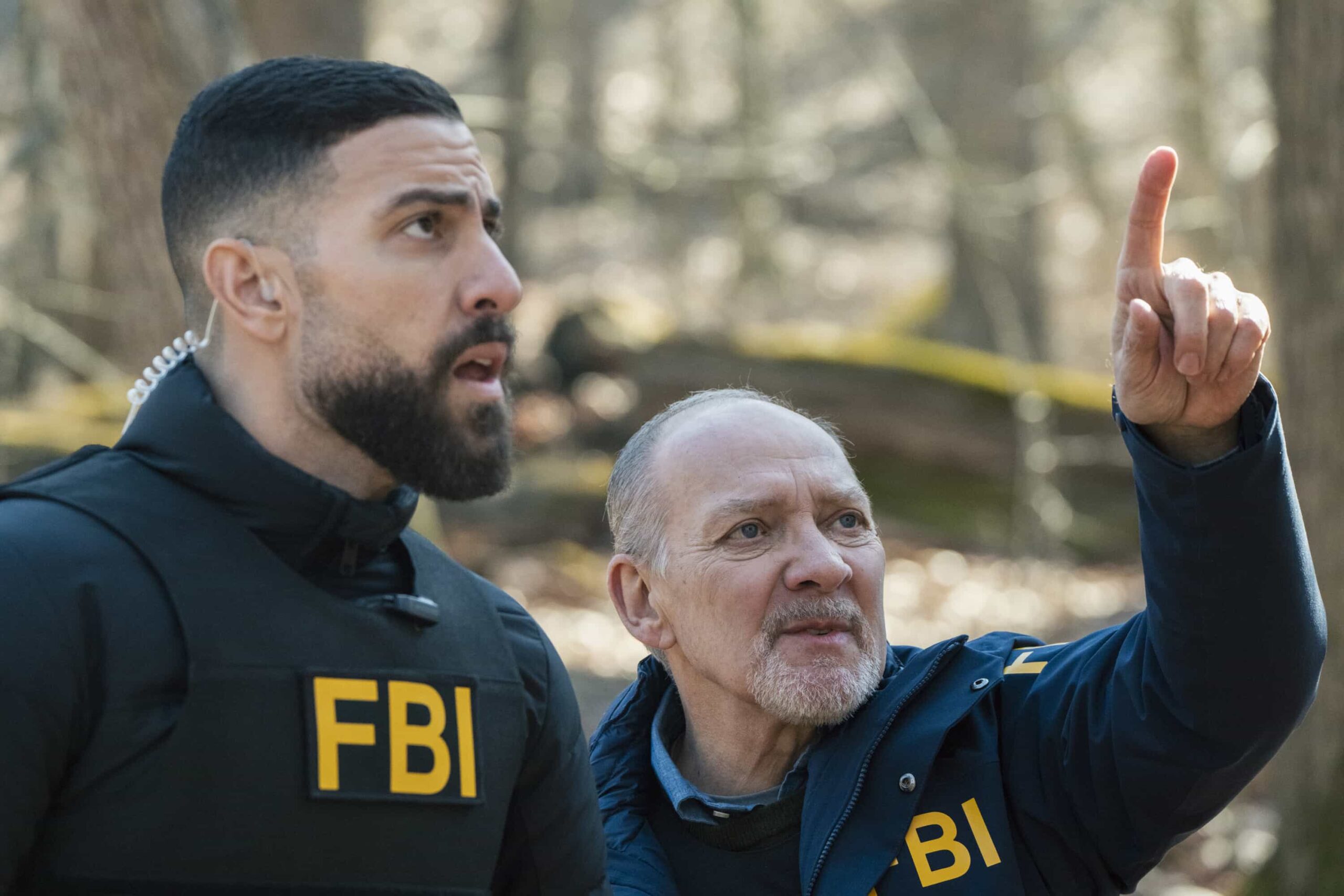 “Forgiven” – After Maggie’s sister, Erin, goes missing, the team begins an all-out search to recover her. But when Maggie discovers Erin was kidnapped by a sinister figure from her past, she must race to save her before it’s too late, on FBI, Monday, March 16 (9:00-11:00 PM, ET/PT). Pictured (L-R): Zeeko Zaki as Special Agent Omar Adom ‘OA’ Zidan and Zach Grenier as Peter Olsen. Photo: Bennett Raglin/CBS ©2026 CBS Broadcasting, Inc. All Rights Reserved.