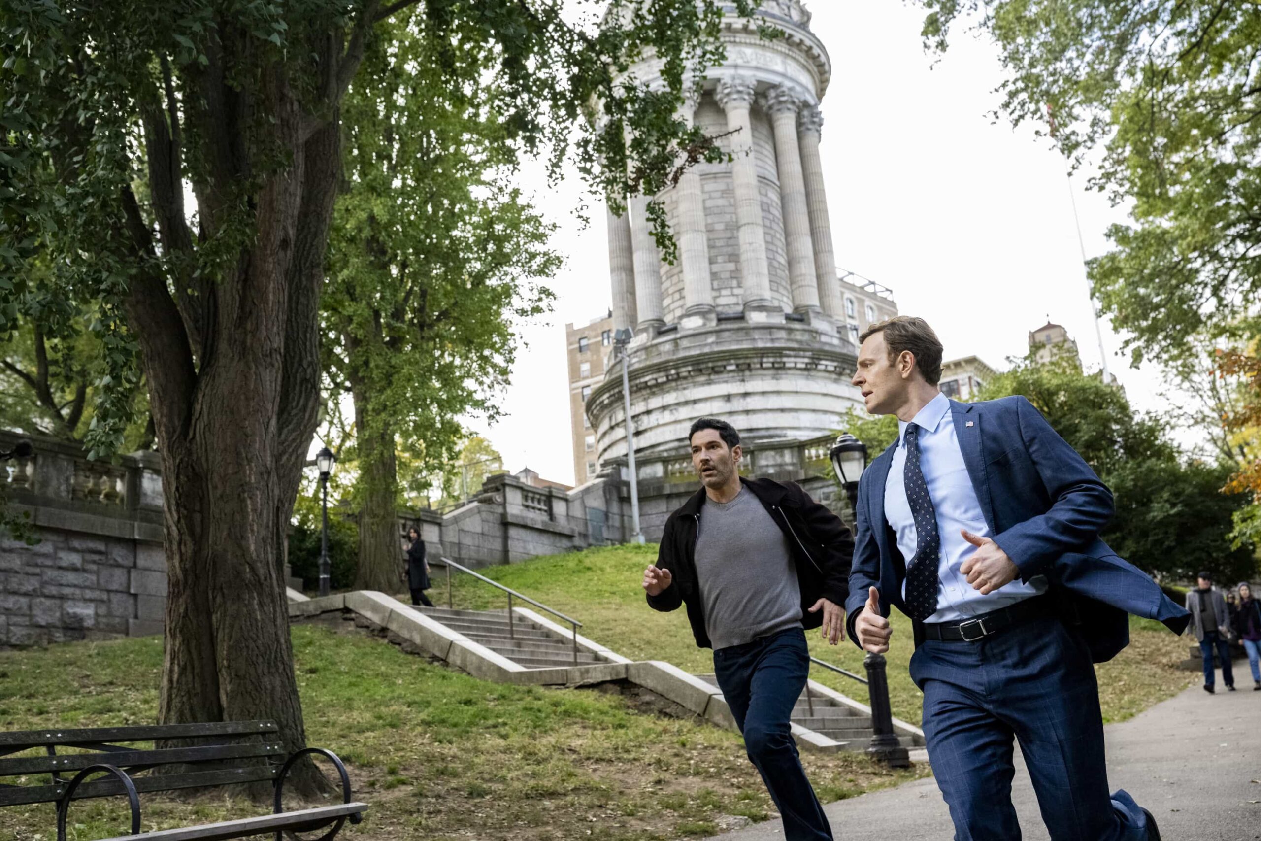 “Forced Labor” – When a wanted Belarusian national is discovered posing as an expecting father, Colin and Bill work to expose an international illegal baby smuggling ring. Meanwhile, Bill worries about his father’s health back home, on CIA, Monday, March 16 (10:00-11:00 PM, ET/PT).  Pictured (L-R): Tom Ellis as CIA Case Officer Colin Glass and Nick Gehlfuss as Special Agent Bill Goodman. Photo: Mark Schafer/CBS ©2026 CBS Broadcasting, Inc. All Rights Reserved.