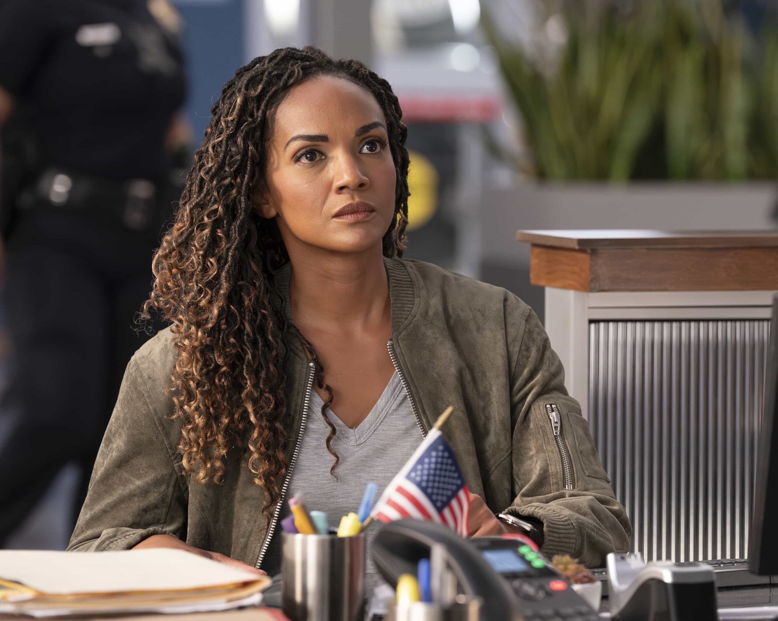 THE ROOKIE - “Aftermath” - Lucy returns to work in the aftermath of the attack. Meanwhile, an unexpected twist hinders the Liam Glasser case, and a familiar face helps the team track down a killer. MONDAY, MARCH 16 (10:00-11:00 p.m. EDT) on ABC. (Disney/Mike Taing) 
MEKIA COX