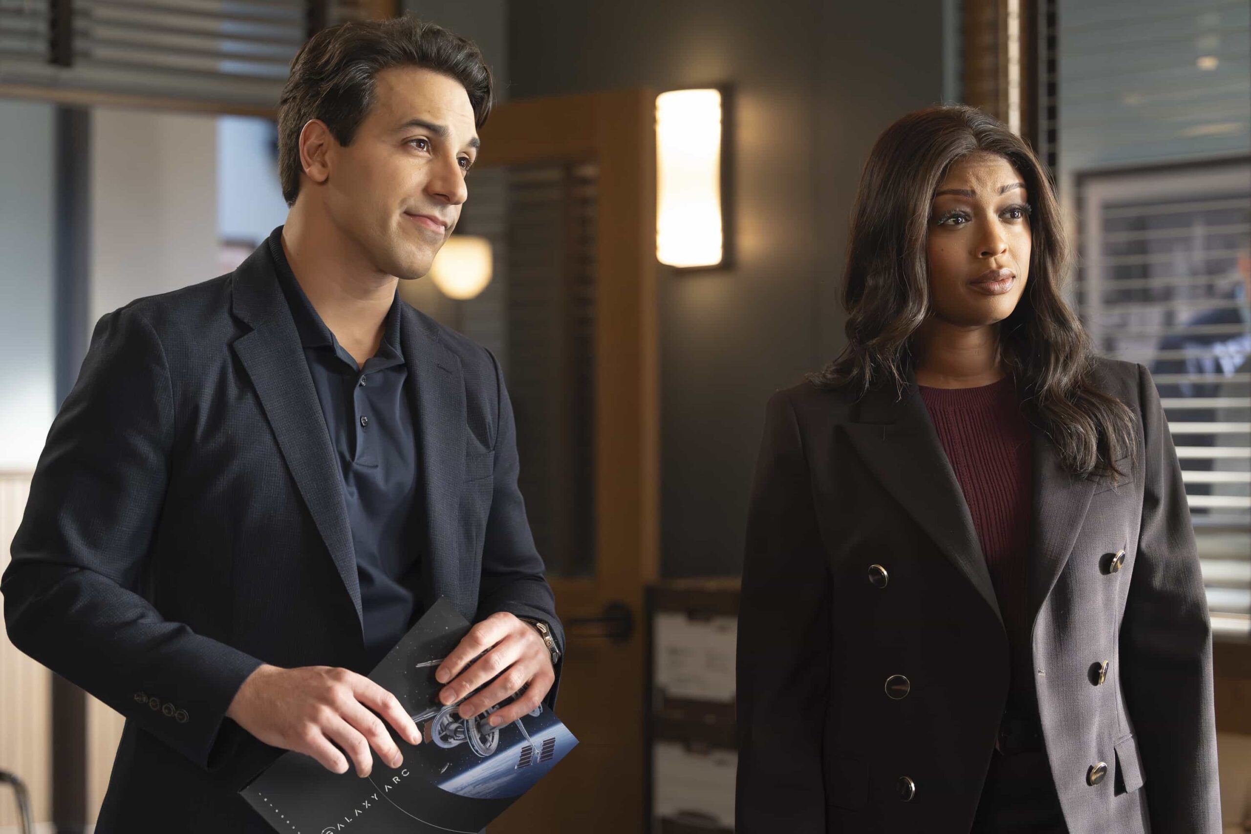 HIGH POTENTIAL - “Pie In the Sky” - When a renowned retired astronaut is murdered in plain sight, Morgan and the team uncover some of his mysterious entanglements. Soto travels to New York City to meet a high-profile political fixer connected to Roman’s disappearance. TUESDAY, MARCH 17 (9:00-10:00 p.m. EDT) on ABC. (Disney/Christine Bartolucci) 
DENIZ AKDENIZ, JAVICIA LESLIE