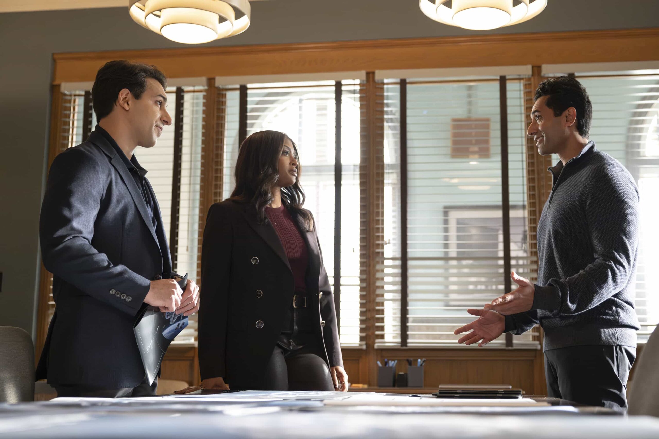 HIGH POTENTIAL - “Pie In the Sky” - When a renowned retired astronaut is murdered in plain sight, Morgan and the team uncover some of his mysterious entanglements. Soto travels to New York City to meet a high-profile political fixer connected to Roman’s disappearance. TUESDAY, MARCH 17 (9:00-10:00 p.m. EDT) on ABC. (Disney/Christine Bartolucci) 
DENIZ AKDENIZ, JAVICIA LESLIE, PRITESH SHAH