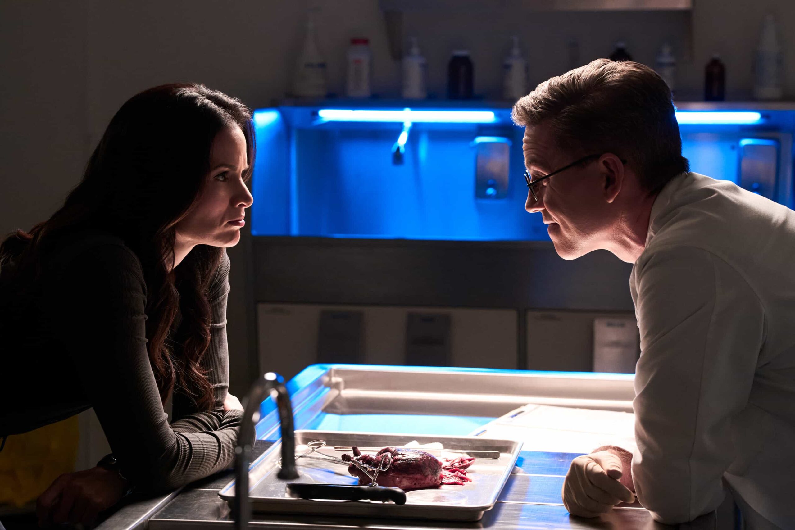NCIS Season 23 --"In Too Deep"-     Pictured (L-R): Katrina Law as Special Agent Jessica Knight and Brian Dietzen as Jimmy Palmer   Photo credit: Michael Yarish/2025 CBS Entertainment Inc. All Rights Reserved.