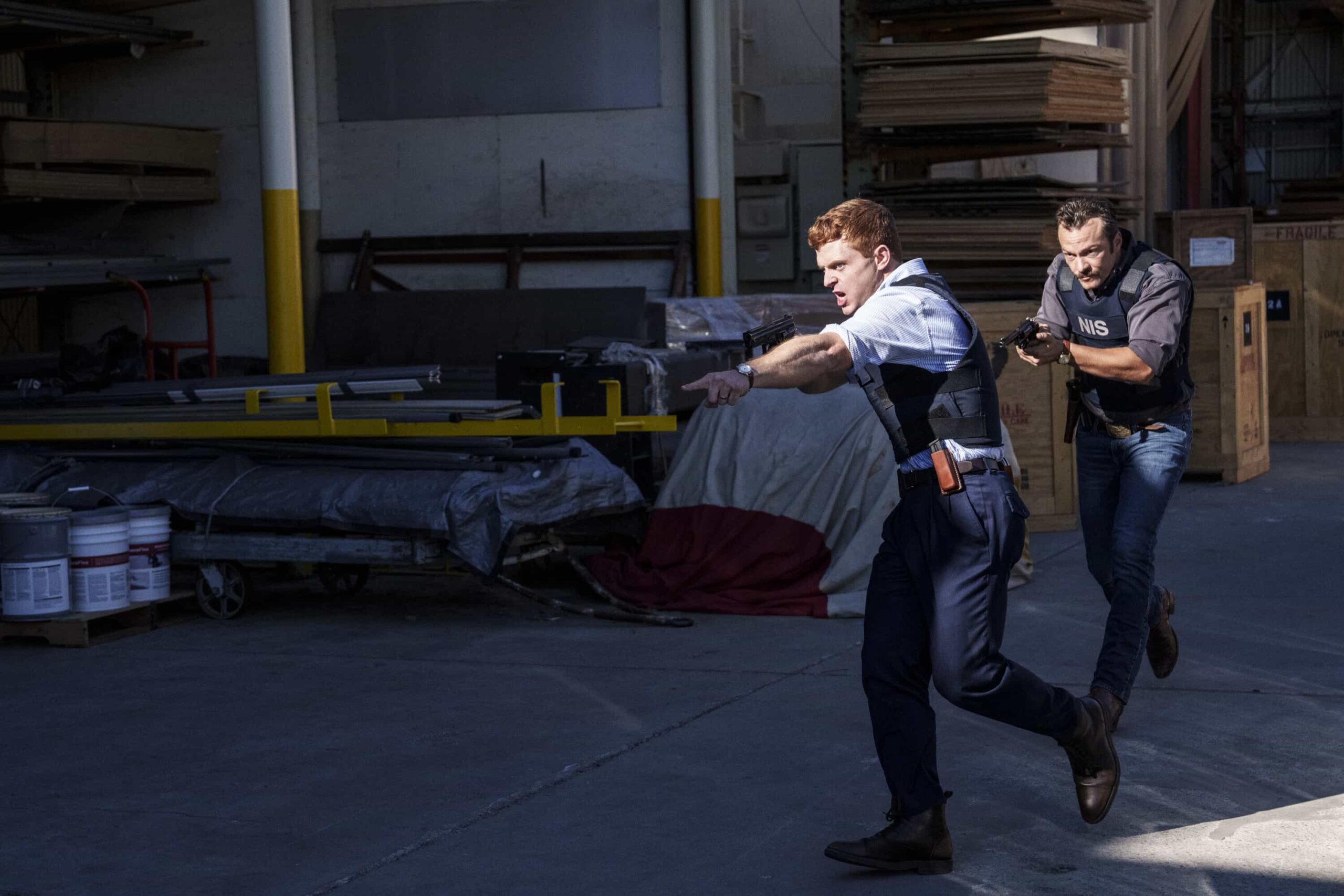 NCIS Origins Season 2 Episode 11 “Feelin’ Alright?” – When a lieutenant’s water-logged body is discovered with a potential connection to an international smuggling ring, NIS Panama agents are called in to assist, and Gibbs comes face-to-face with an old nemesis: Special Agent Dwayne Pride. Once the two are assigned to a dangerous undercover mission together, Gibbs must find a way to move on from their past, on NCIS: ORIGINS, Tuesday, March 17 (9:00-10:00 PM, ET/PT) on the CBS Television Network, and streaming on Paramount+ (live and on demand for Paramount+ Premium plan subscribers, or on demand for Paramount+ Essential subscribers the day after the episode airs)*. Shea Buckner guest stars as Special Agent Dwayne Pride.  Pictured L to R: Caleb Foote as Bernard “Randy” Randolf and Kyle Schmid as Mike Franks.  Photo: Greg Gayne/CBS ©2025 CBS Broadcasting, Inc. All Rights Reserved.