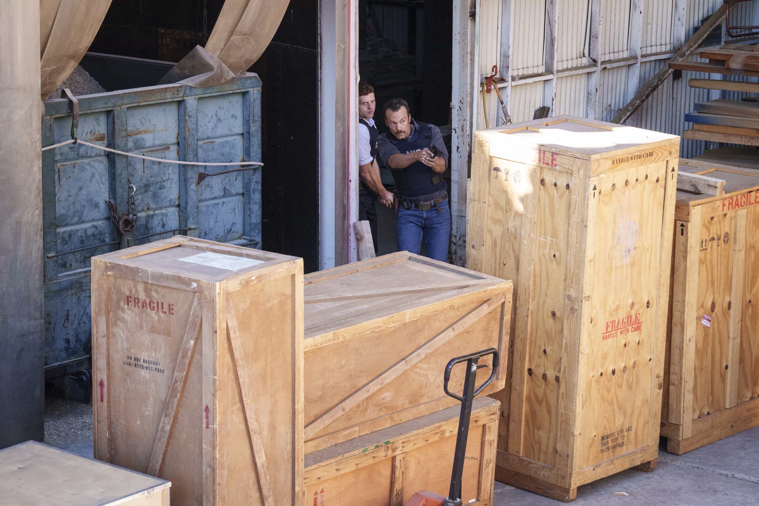 NCIS Origins Season 2 Episode 11 “Feelin’ Alright?” – When a lieutenant’s water-logged body is discovered with a potential connection to an international smuggling ring, NIS Panama agents are called in to assist, and Gibbs comes face-to-face with an old nemesis: Special Agent Dwayne Pride. Once the two are assigned to a dangerous undercover mission together, Gibbs must find a way to move on from their past, on NCIS: ORIGINS, Tuesday, March 17 (9:00-10:00 PM, ET/PT) on the CBS Television Network, and streaming on Paramount+ (live and on demand for Paramount+ Premium plan subscribers, or on demand for Paramount+ Essential subscribers the day after the episode airs)*. Shea Buckner guest stars as Special Agent Dwayne Pride.  Pictured L to R: Caleb Foote as Bernard “Randy” Randolf and Kyle Schmid as Mike Franks.  Photo: Greg Gayne/CBS ©2025 CBS Broadcasting, Inc. All Rights Reserved.