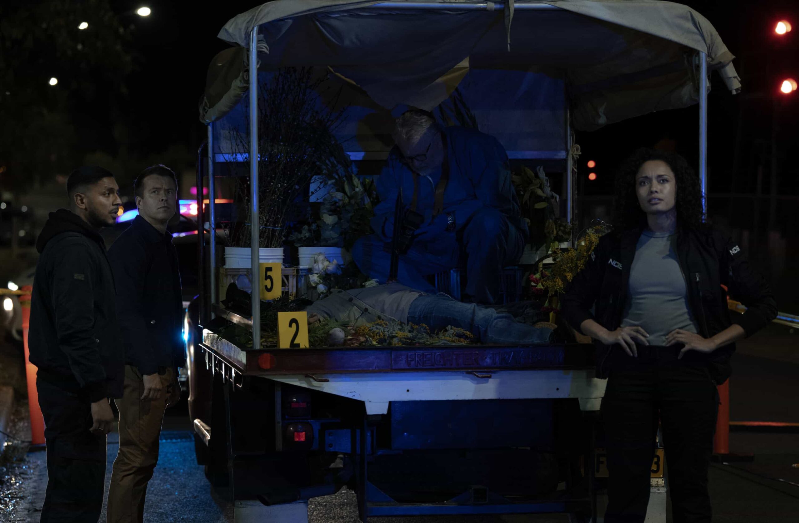 L-R: Sean Sagar as NCIS Special Agent DeShawn Jackson, Todd Lasance as AFP Liaison Officer Sergeant Jim \'JD\' Dempsey, and Olivia Swann as NCIS Special Agent Captain Michelle Mackey in NCIS: Sydney episode 11, season 3 streaming on Paramount+, 2026. Photo Credit:  Daniel Asher Smith/Paramount+