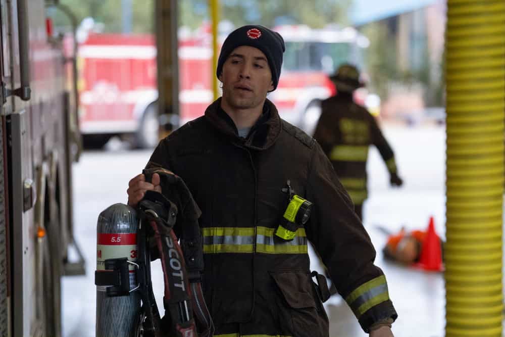 CHICAGO FIRE Season 14 Episode 15 Picture -- "Do Not Resuscitate" Episode 1415 -- Pictured: Brandon Larracuente as Sal Vasquez -- (Photo by: Peter Gordon/NBC)