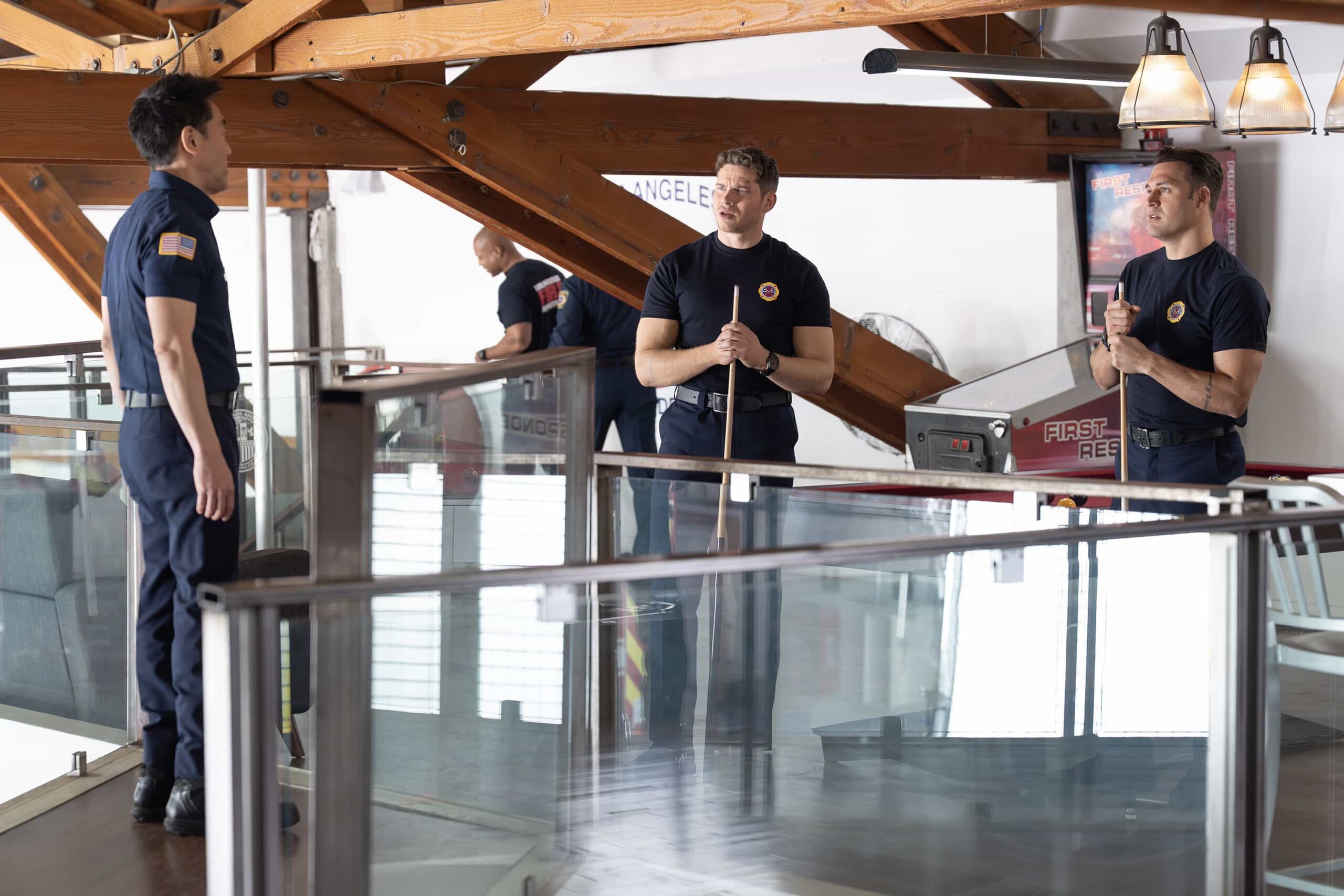 9-1-1 - “D.I.Y.” - As Buck tries to manage the trauma following his kidnapping on his own, May tries to secure her first law internship without the help of her mother. THURSDAY, MARCH 19 (8:00-9:00 p.m. EDT) on ABC. (Disney/Christopher Willard) 
KENNETH CHOI, OLIVER STARK, RYAN GUZMAN