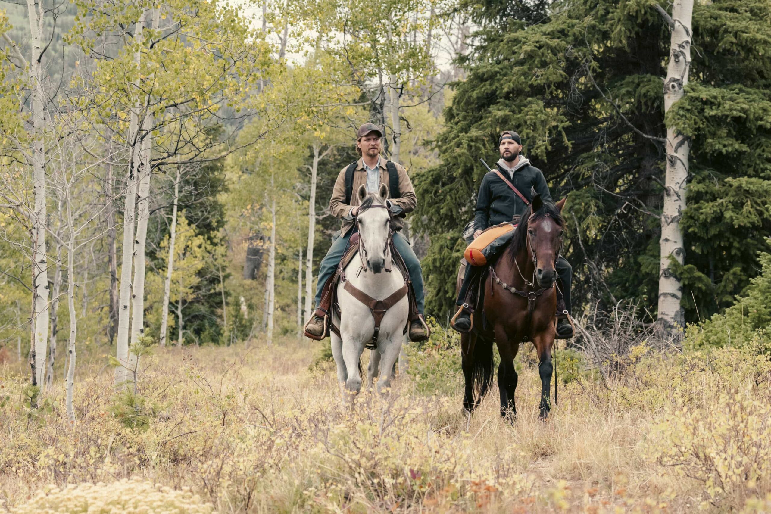 "The Gathering Storm" -- CBS Original Series MARSHALS, scheduled to air on Sunday, March 22 (8:00-9:00 PM ET/8:00-9:00 PM PT). Pictured (L-R): Luke Grimes as Kayce Dutton and Logan Marshall-Green as Pete Calvin. Photo: Cam McLeod/CBS ©2025 CBS Broadcasting, Inc. All Rights Reserved.