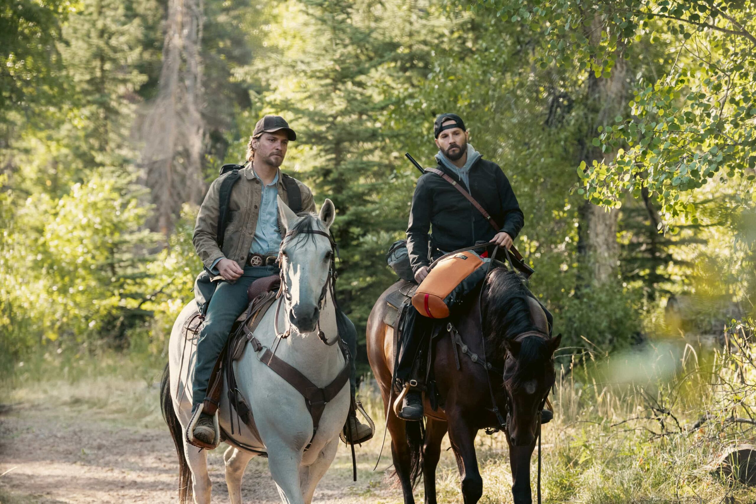 Marshals Season 1 Episode 4 "The Gathering Storm" -- CBS Original Series MARSHALS, scheduled to air on Sunday, March 22 (8:00-9:00 PM ET/8:00-9:00 PM PT). Pictured (L-R): Luke Grimes as Kayce Dutton and Logan Marshall-Green as Pete Calvin. Photo: Cam McLeod/CBS ©2025 CBS Broadcasting, Inc. All Rights Reserved.