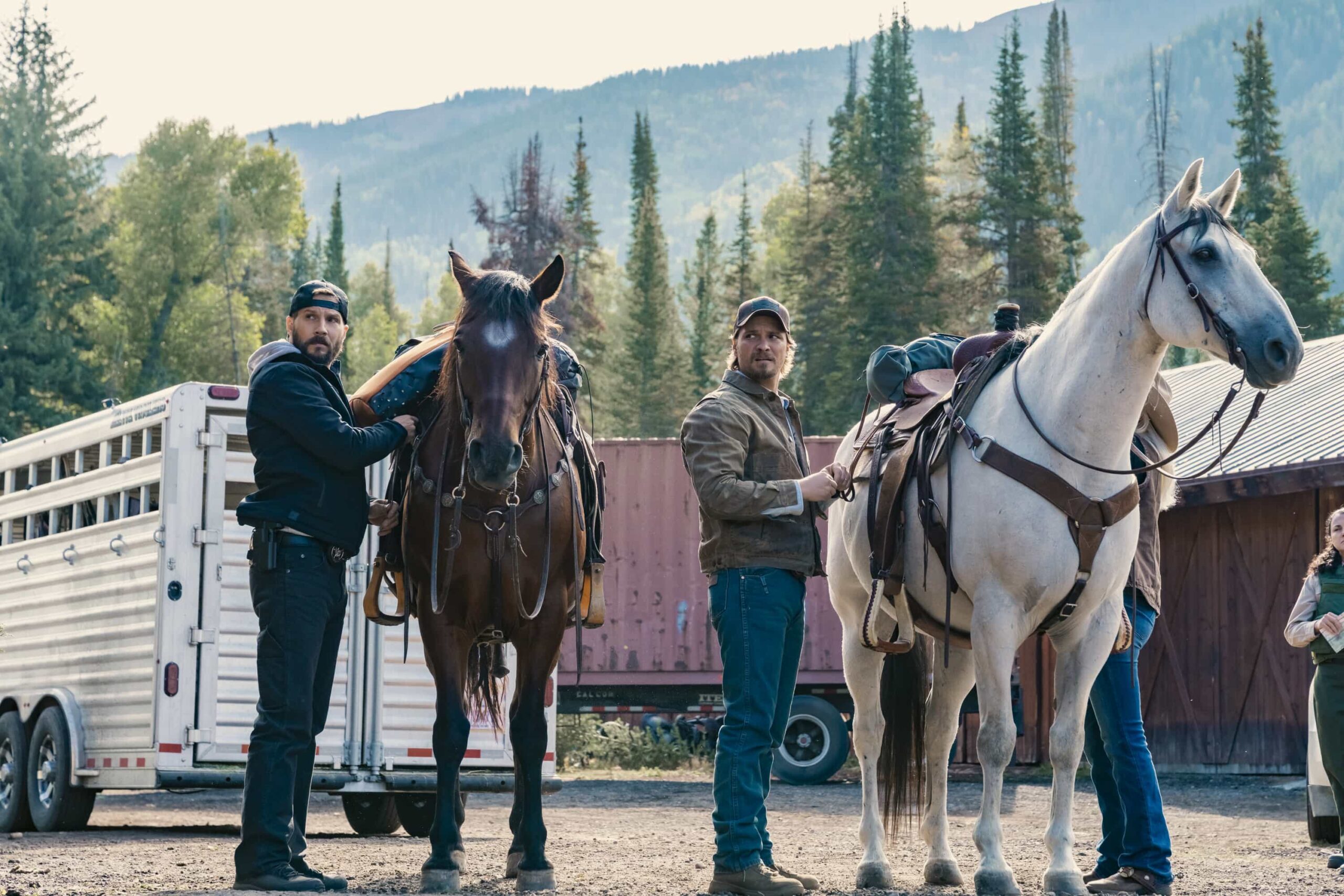 “The Gathering Storm” – Kayce and Cal search for survivors of a helicopter crash while the rest of the team tries to clear Kayce\'s name in a use of force complaint on MARSHALS, Sunday, March 22 (8:00-9:00 PM ET/8:00-9:00 PM PT). Pictured (L-R): Logan Marshall-Green as Pete Calvin and Luke Grimes as Kayce Dutton. Photo: Christopher Saunders/CBS ©2025 CBS Broadcasting, Inc. All Rights Reserved.