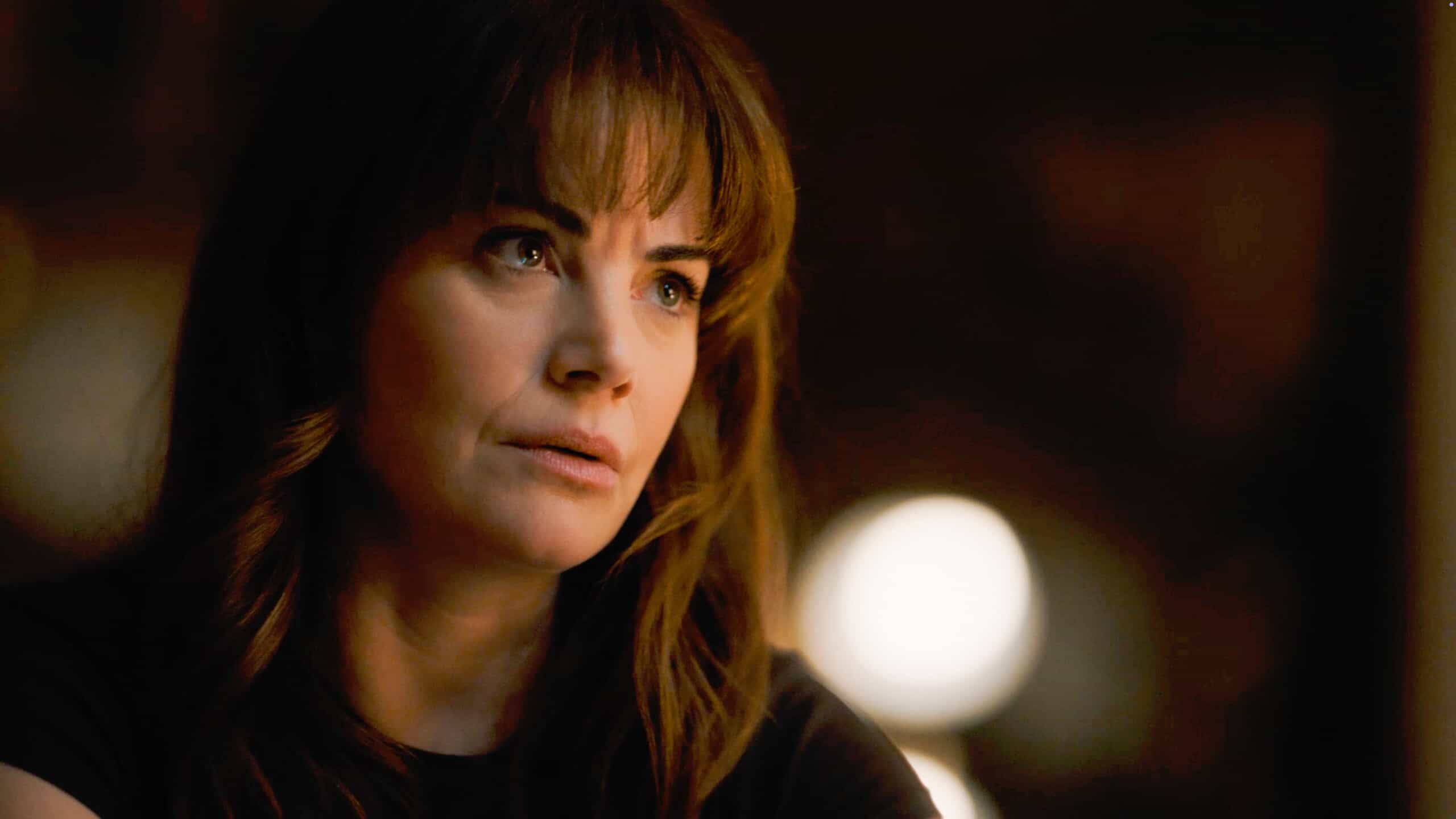 Tracker Season 3 Episode 13- Tracker on the CBS Television Network and streaming on Paramount+ (live and on-demand for Paramount+ with SHOWTIME subscribers, or on-demand for Paramount+ Essential subscribers the day after the episode airs)*. Pictured: Erica Durance as Laura. Photo: CBS ©2025 CBS Broadcasting, Inc. All Rights Reserved. Highest quality screengrab available.