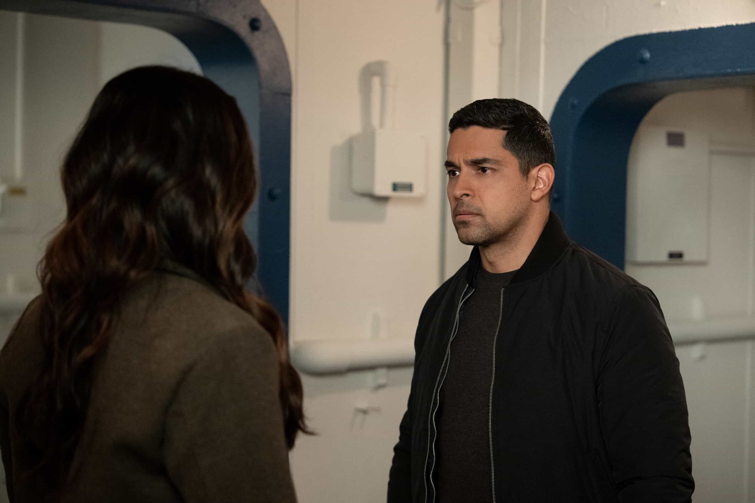 NCIS Season 23 Episode 13 - “All Good Things” – When the son of a Marine that Gibbs once helped comes to NCIS in desperation, the fractured team reunites off the books. But chasing justice without a badge may cost them more than their careers, on the 500th episode of the CBS Original series NCIS, Tuesday, March 24 (8:00-9:00 PM, ET/PT) on the CBS Television Network.    Pictured : Wilmer Valderrama as Nick Torres and Katrina Law as Jessica Knight  Photo: Robert Voets/CBS   ©2026 CBS Broadcasting, Inc. All Rights Reserved.