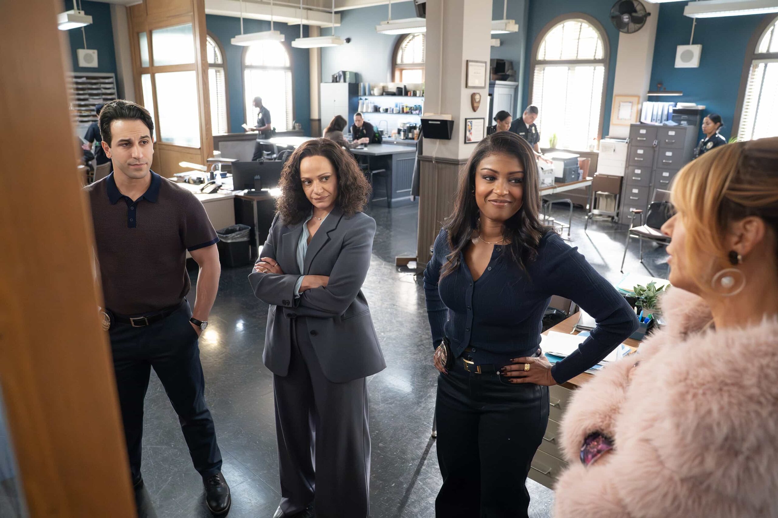 HIGH POTENTIAL - “Turn, Up the Heat” - Morgan relies on old friends to help with a case involving street artists, while Karadec leans on the women in his life during a time of need. TUESDAY, MARCH 24 (9:00-10:00 p.m. EDT) on ABC. (Disney/Mitchell Haaseth) 
DENIZ AKDENIZ, JUDY REYES, JAVICIA LESLIE