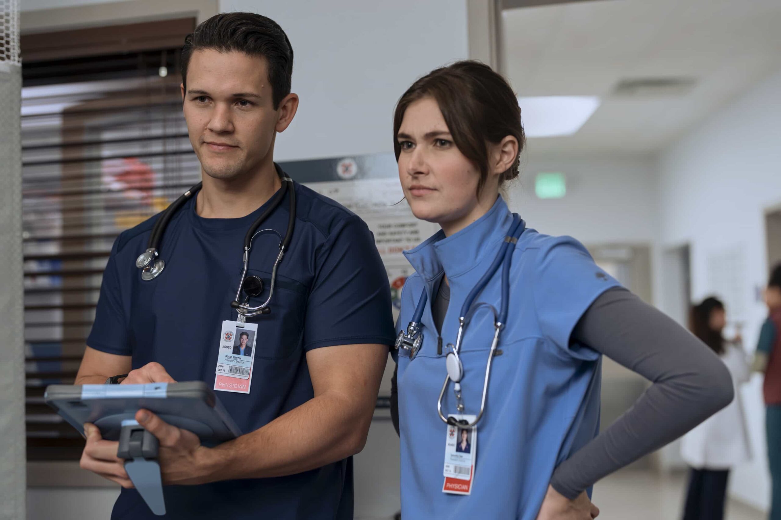 SCRUBS - “My V.I.P.” - J.D. and Dr. Park are forced to work together when a member of the hospital board experiences a mysterious health crisis. Turk helps Elliot navigate a newfound romance, while the interns practice vulnerability with patients. WEDNESDAY, MARCH 25 (8:00-8:30 p.m. EDT) on ABC. ((Disney/Darko Sikman) 
DAVID GRIDLEY, AVA BUNN