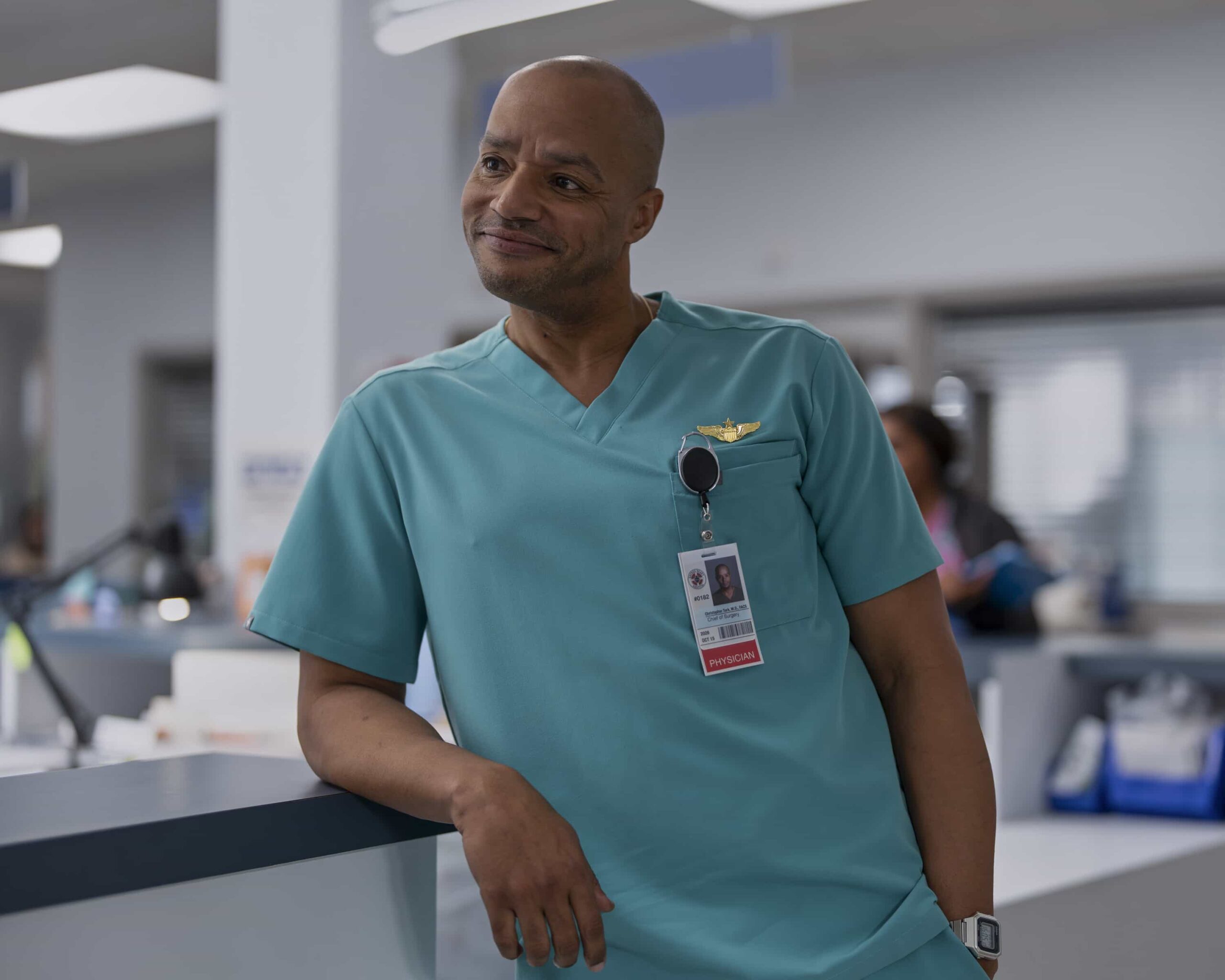 SCRUBS Season 10 Episode 6 - “My V.I.P.” - J.D. and Dr. Park are forced to work together when a member of the hospital board experiences a mysterious health crisis. Turk helps Elliot navigate a newfound romance, while the interns practice vulnerability with patients. WEDNESDAY, MARCH 25 (8:00-8:30 p.m. EDT) on ABC. ((Disney/Darko Sikman) 
DONALD FAISON