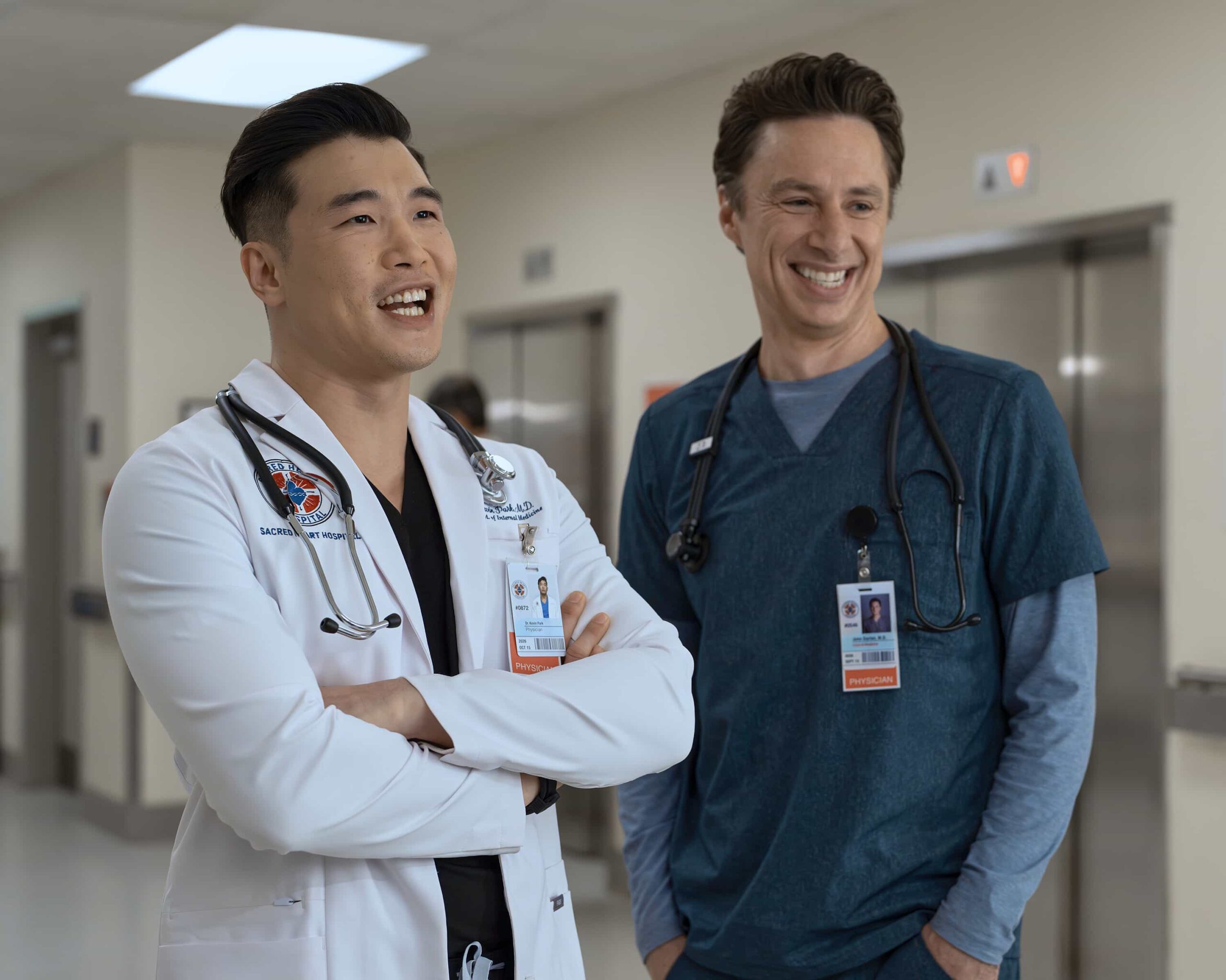 SCRUBS - “My V.I.P.” - J.D. and Dr. Park are forced to work together when a member of the hospital board experiences a mysterious health crisis. Turk helps Elliot navigate a newfound romance, while the interns practice vulnerability with patients. WEDNESDAY, MARCH 25 (8:00-8:30 p.m. EDT) on ABC. ((Disney/Darko Sikman) 
JOEL KIM BOOSTER, ZACH BRAFF