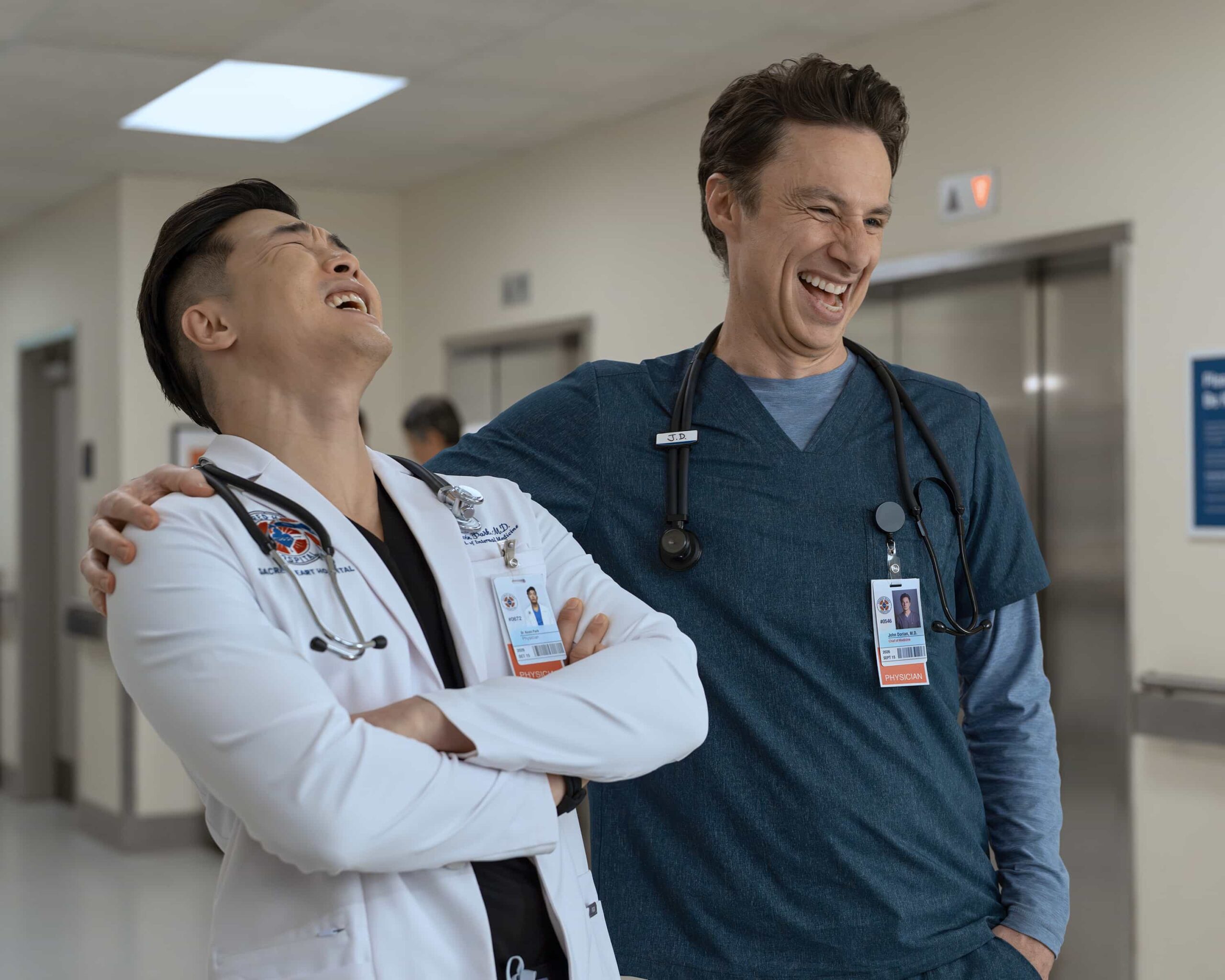 SCRUBS - “My V.I.P.” - J.D. and Dr. Park are forced to work together when a member of the hospital board experiences a mysterious health crisis. Turk helps Elliot navigate a newfound romance, while the interns practice vulnerability with patients. WEDNESDAY, MARCH 25 (8:00-8:30 p.m. EDT) on ABC. ((Disney/Darko Sikman) 
JOEL KIM BOOSTER, ZACH BRAFF