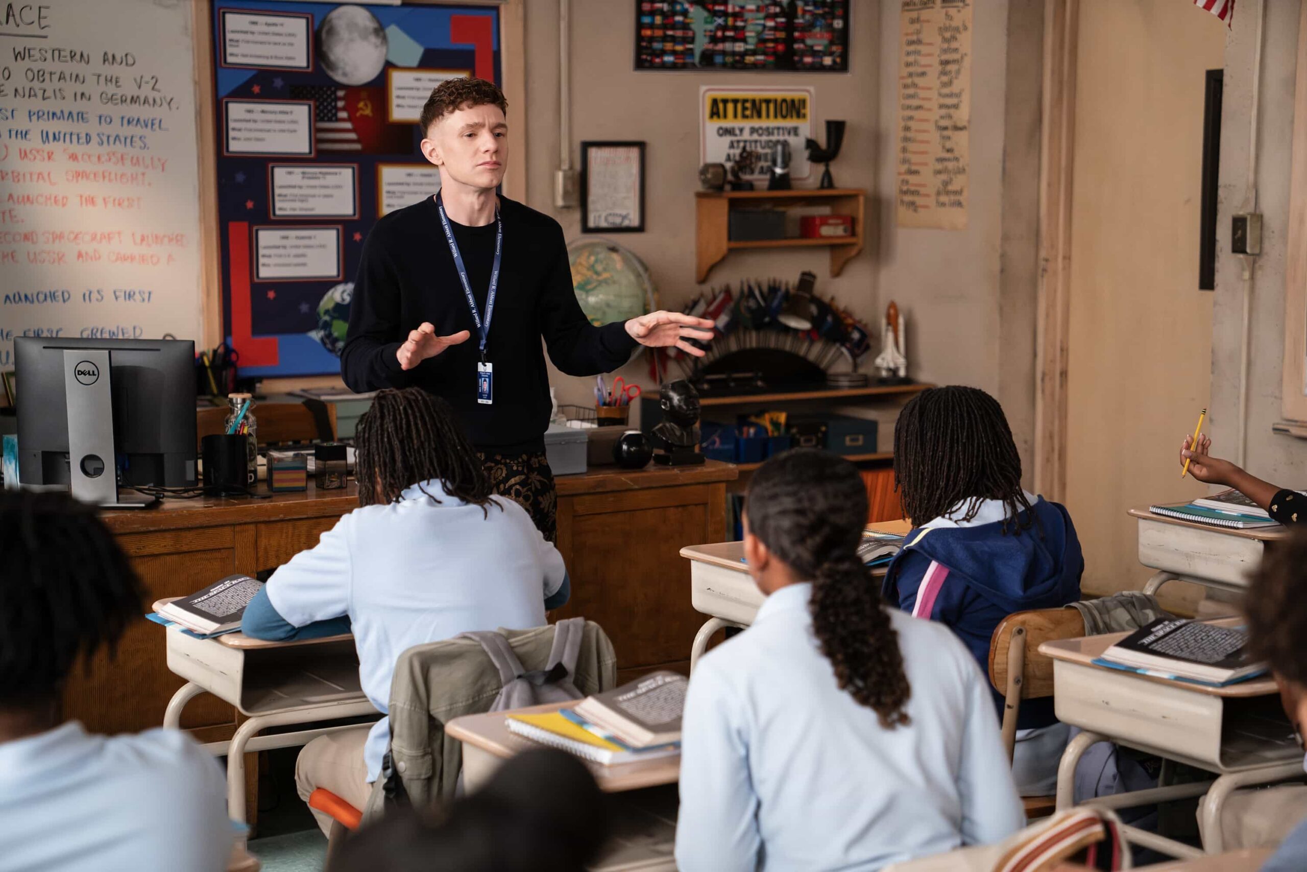 ABBOTT ELEMENTARY Season 5 Episode 17 Promo - “No Homework” - Ava implements a no-homework policy at Abbott, sparking debate amongst the teachers. WEDNESDAY, MARCH 25 (8:30-9:02 p.m. EDT) on ABC. (Disney/Gilles Mingasson) 
CHRIS PERFETTI