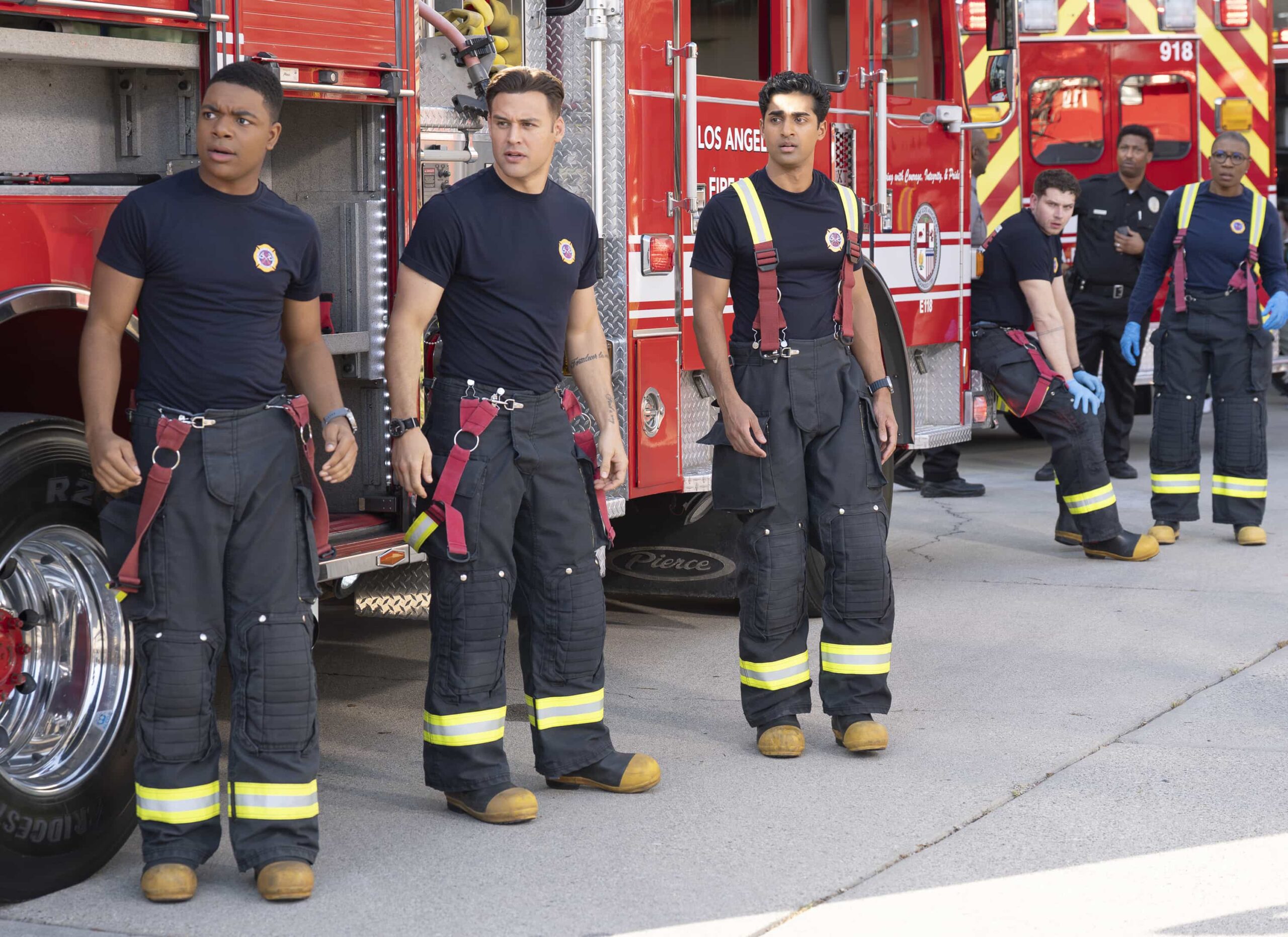 9-1-1 Season 9 Episode 15 ELIJAH M. COOPER, RYAN GUZMAN, OLIVER STARK, ANIRUDH PISHARODY, AISHA HINDS