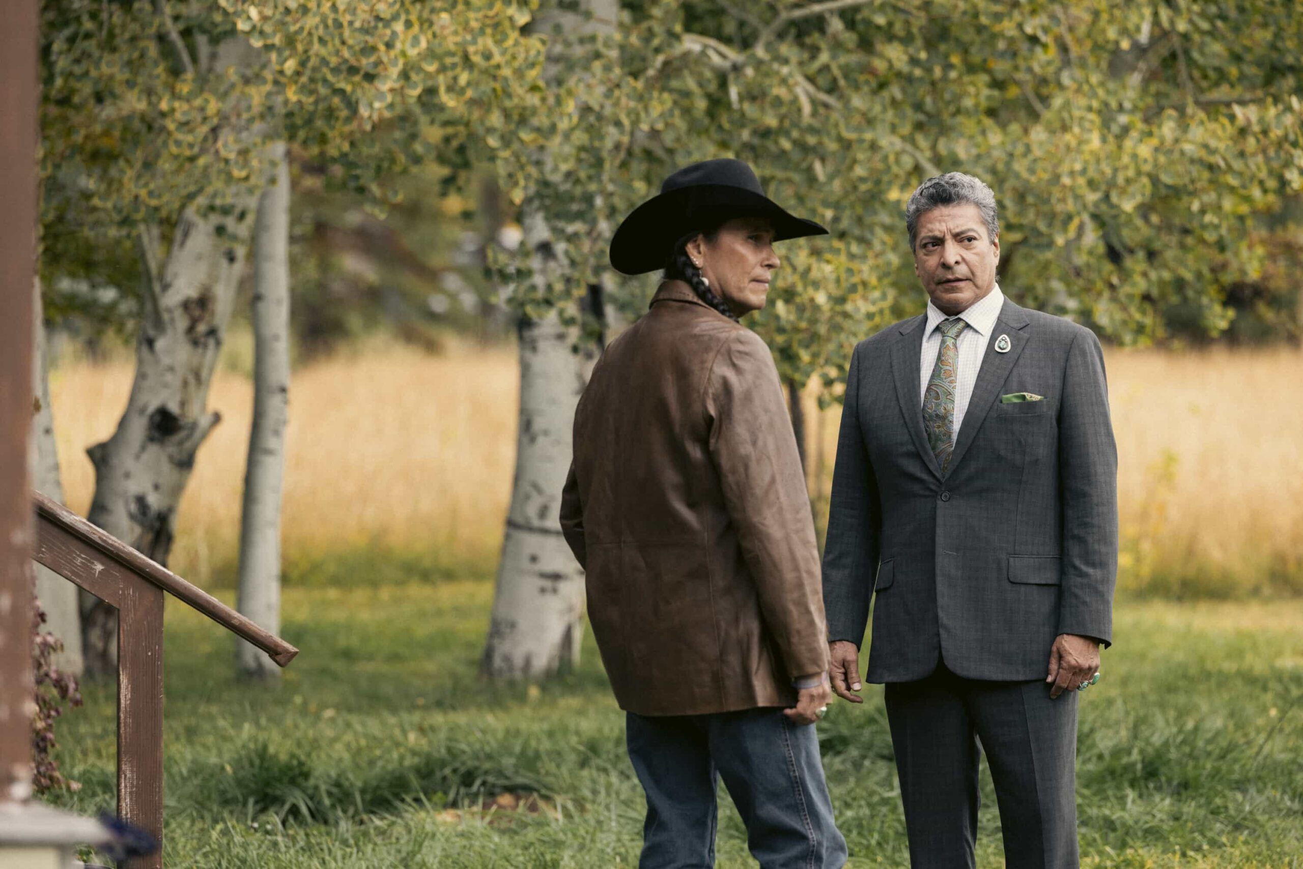 Marshals Season 1 Episode 5 "Lost Girls" -- CBS Original Series MARSHALS, scheduled to air on Sunday, March 29 (8:00-9:00 PM ET/PT). Pictured (L-R): Mo Brings Plenty and Gil Birmingham as Thomas Rainwater. Photo: Sonja Flemming/CBS ©2025 CBS Broadcasting, Inc. All Rights Reserved.