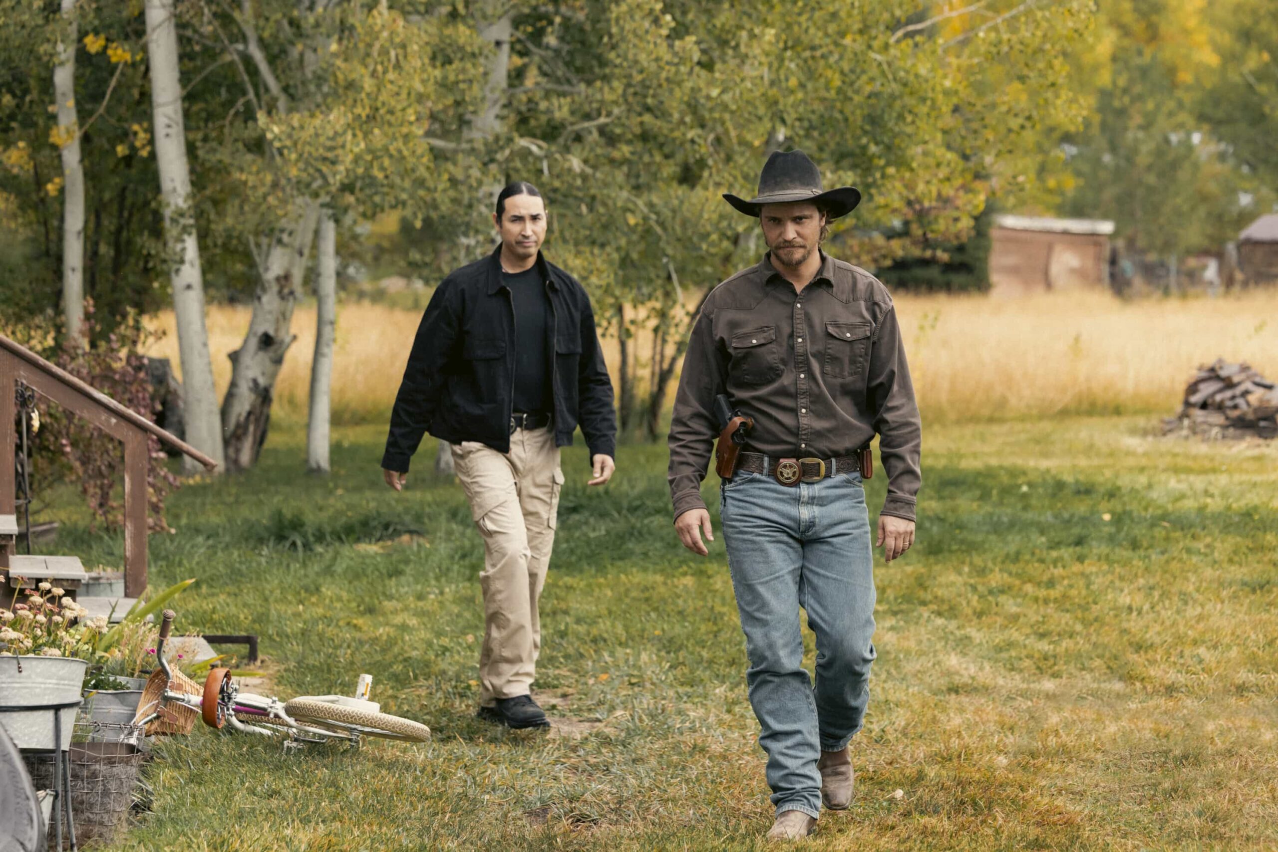 "Lost Girls" -- CBS Original Series MARSHALS, scheduled to air on Sunday, March 29 (8:00-9:00 PM ET/PT). Pictured (L-R): Tatanka Means as Miles and Luke Grimes as Kayce Dutton. Photo: Sonja Flemming/CBS ©2025 CBS Broadcasting, Inc. All Rights Reserved.