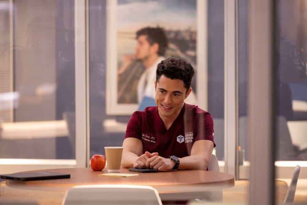 CHICAGO MED -- "The Book of Charles" Episode 1115 -- Pictured: Darren Barnet as Dr. John Frost -- (Photo by: George Burns Jr/NBC)